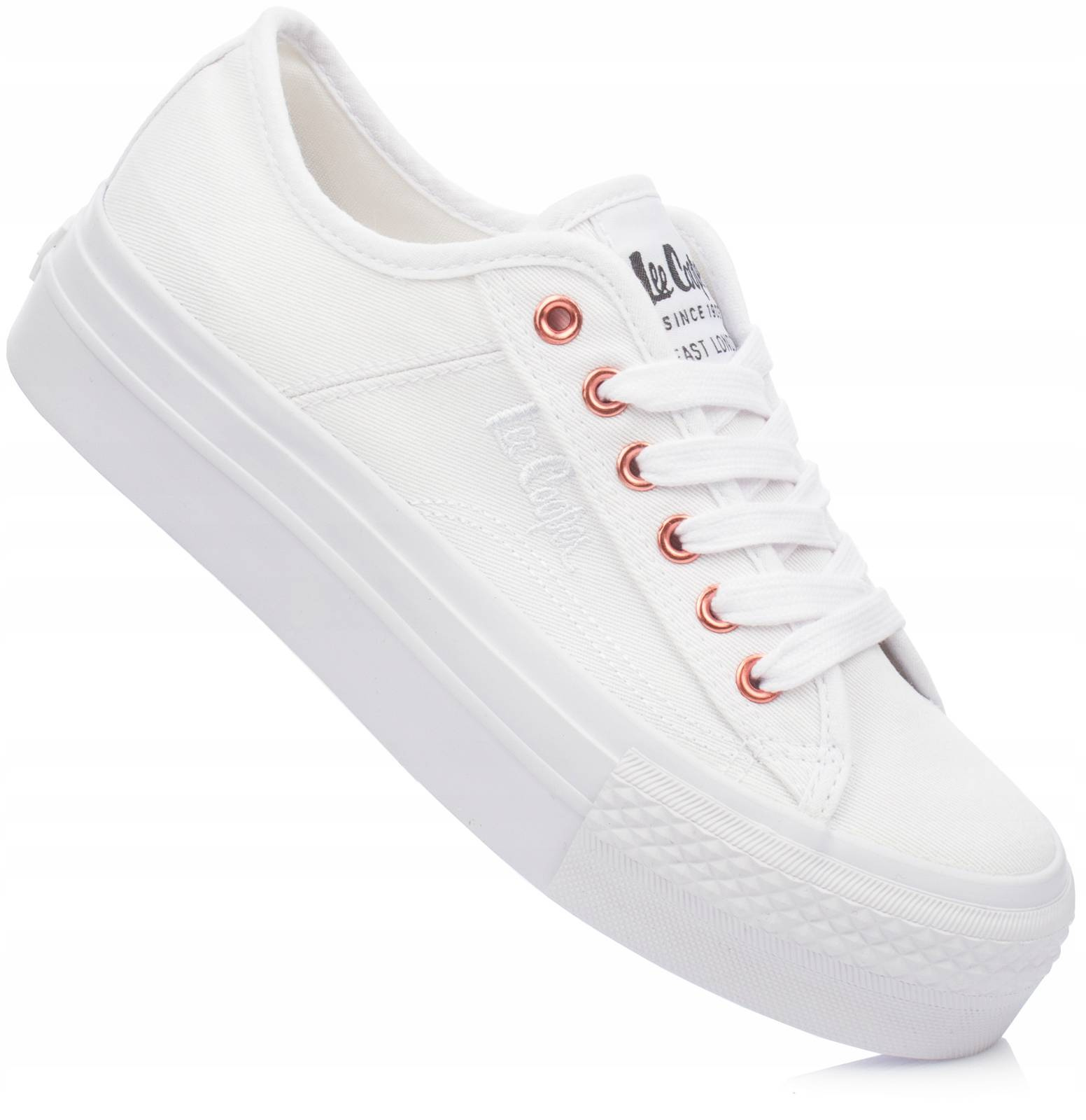 Lee Cooper Trampki Klasyczne Białe Buty Tenisówki Damskie Na Platformie 39