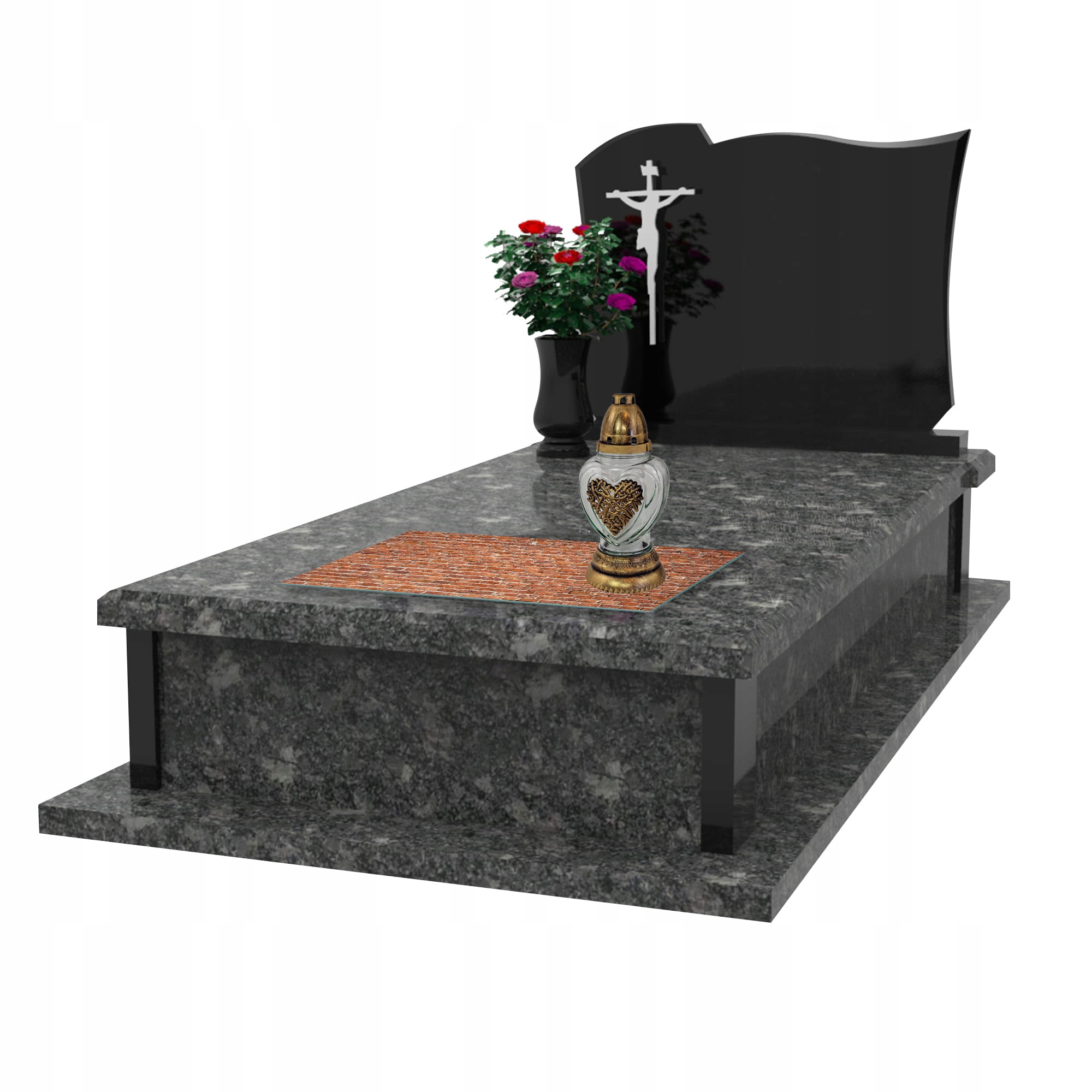 SZKLANA PODSTAWKA POD ZNICZE 60x20cm Rudy mur 100c Motyw inny