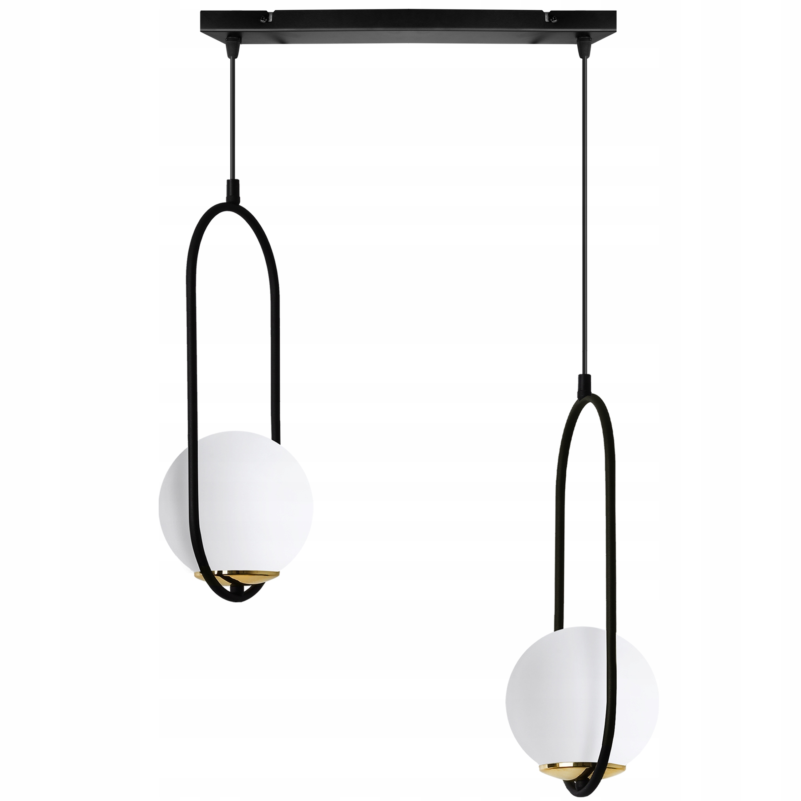 Závesná Stropná Lampa Luster Čierno-zlatý Ring Guľa Do Kuchyne Kúpeľne