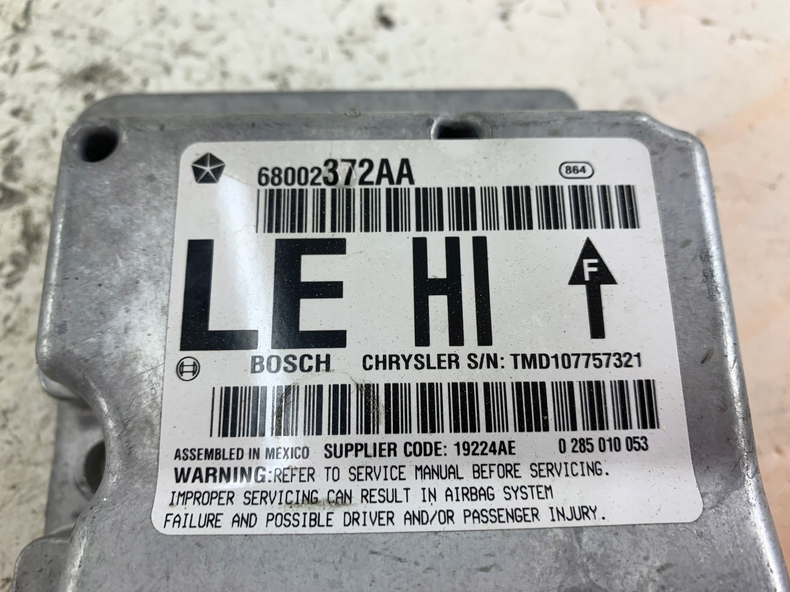CHRYSLER 300C modulo airbag aria airbag 68002372AA