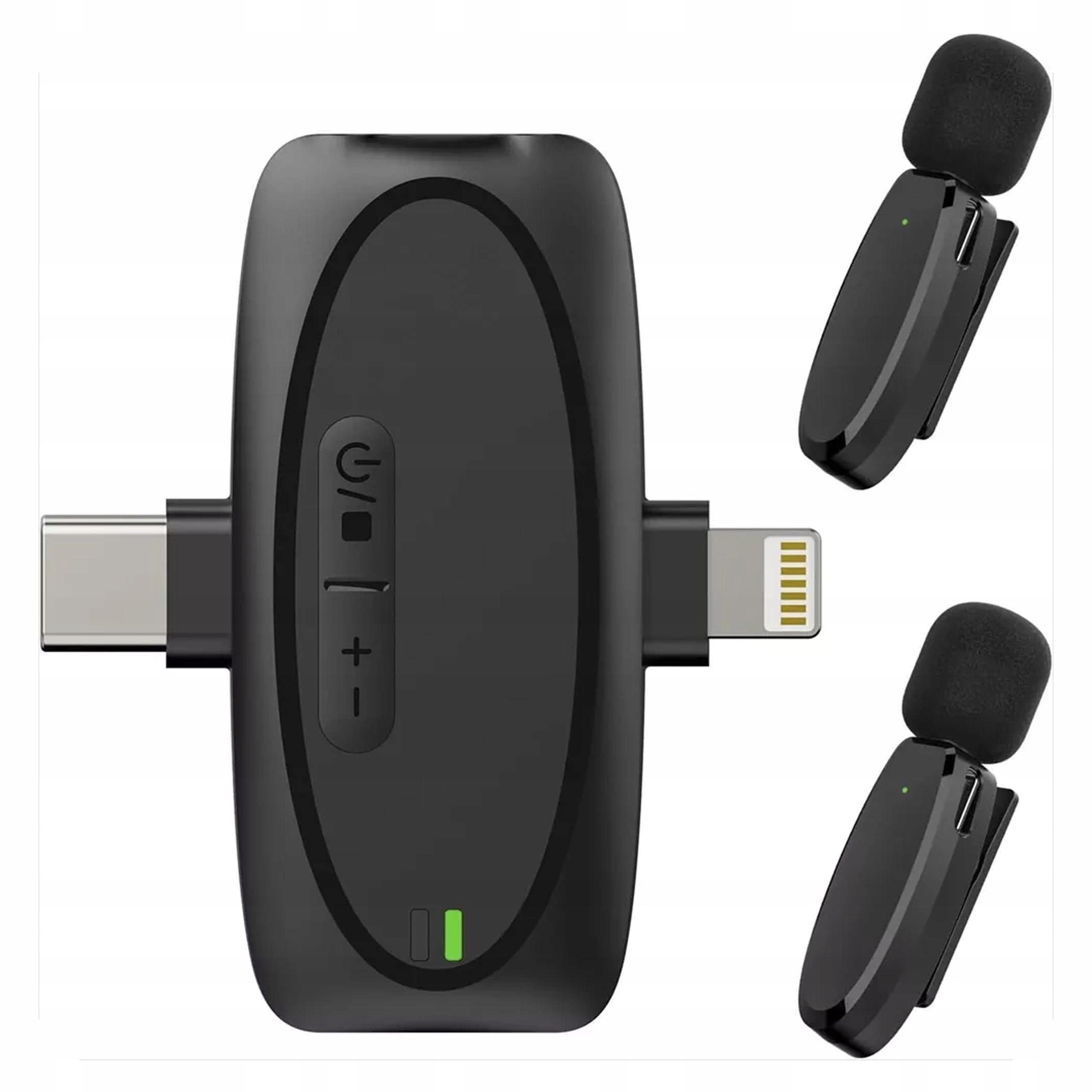 2x Bezdrátový Usb C kondenzátorový mikrofon pro iPhone Samsung