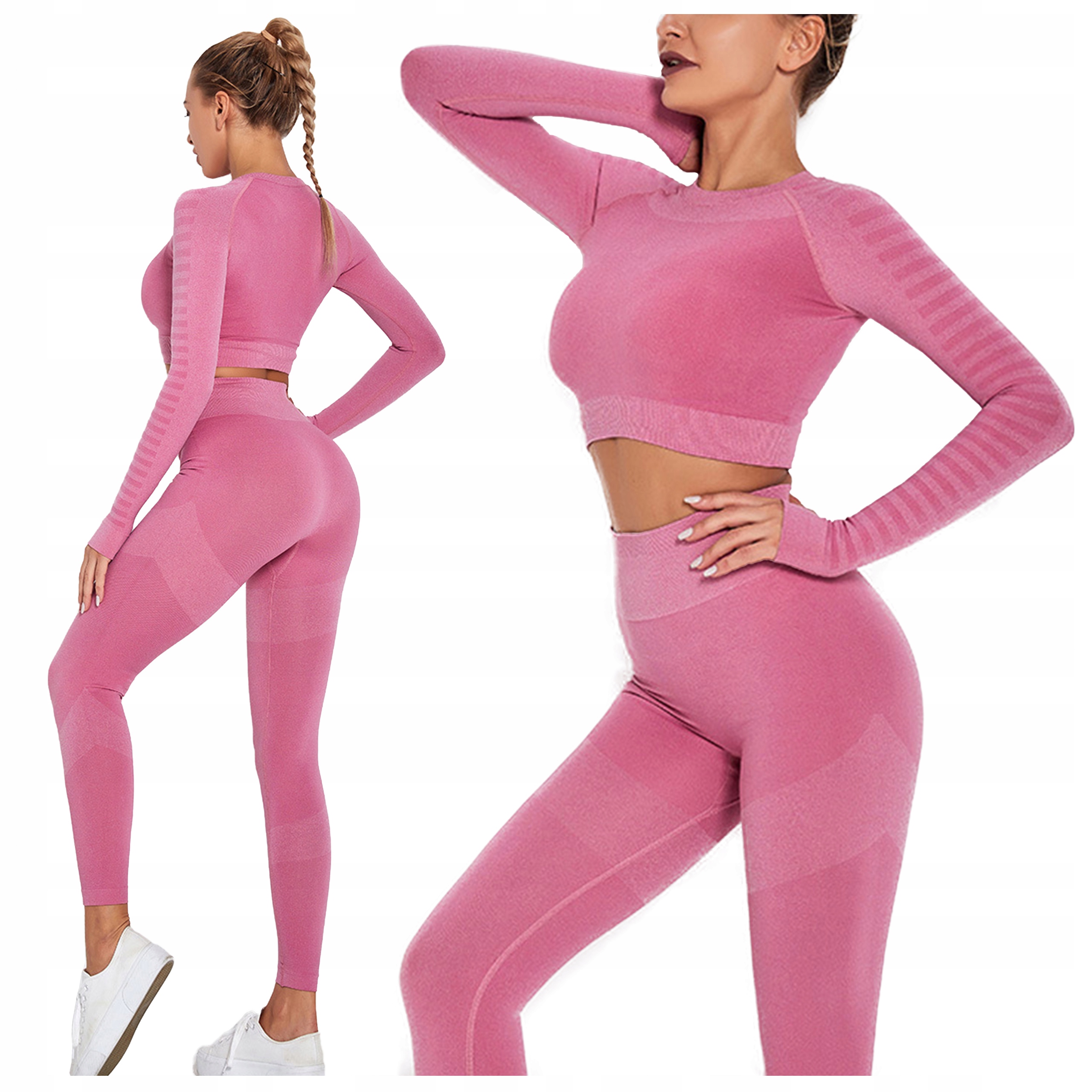 Komplet sportowy dwuczęściowy Legginsy top Zestaw na siłownię Fitness M