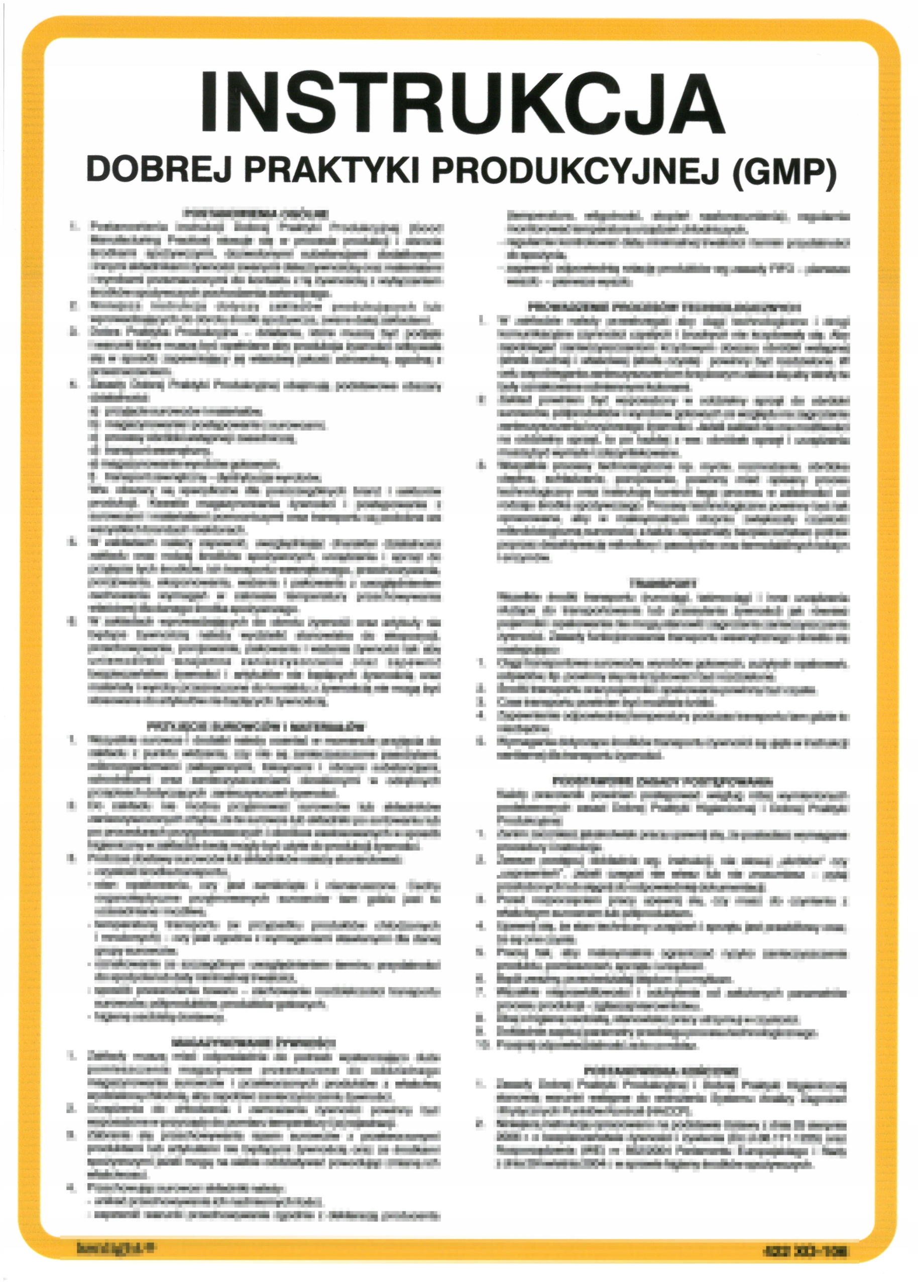 INSTRUKCJA DOBREJ PRAKTYKI PRODUKCYJNEJ (GMP) 25x35 CM PCV