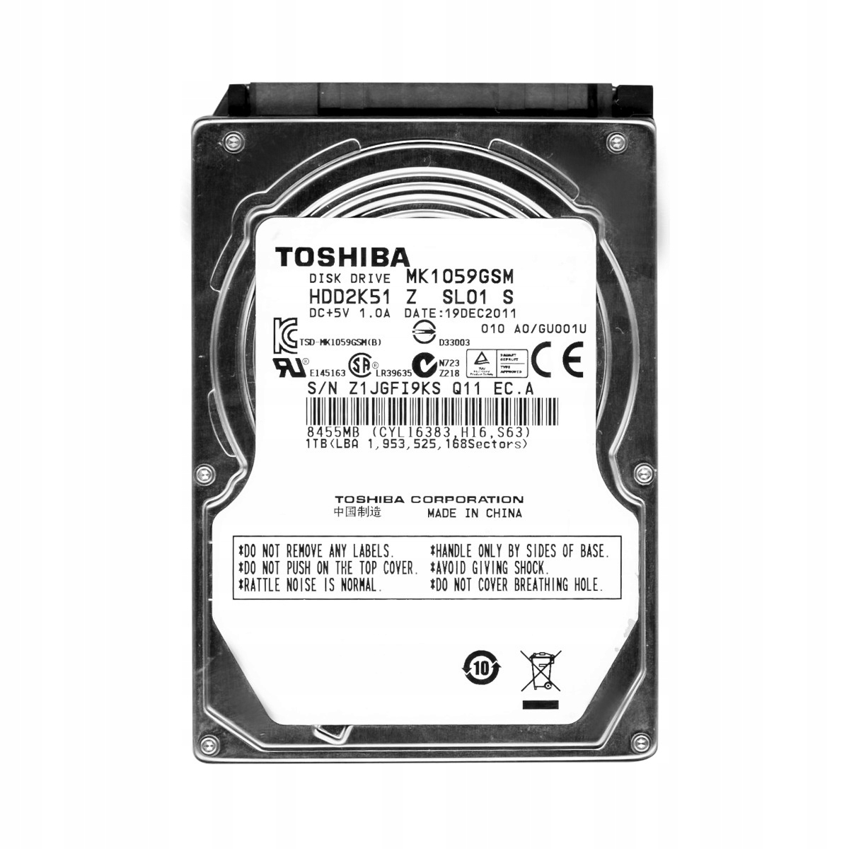 Toshiba 1TB 5.4K 8MB Sata II 2.5'' MK1059GSM