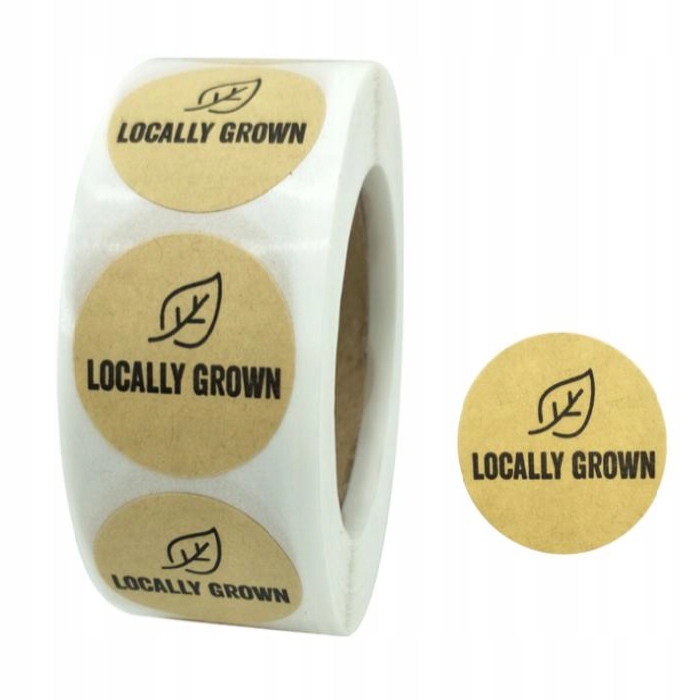 Naklejki Ozdobne Okrągłe Locally Grown 20 szt.
