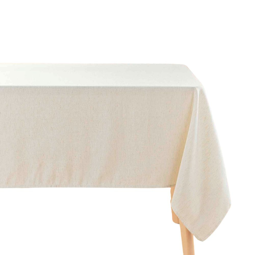 Béžový Ubrus Na Stůl S Efektem Lnu, Odolný Vůči Skvrnám, Obdélníkový, 140 X 240 CM