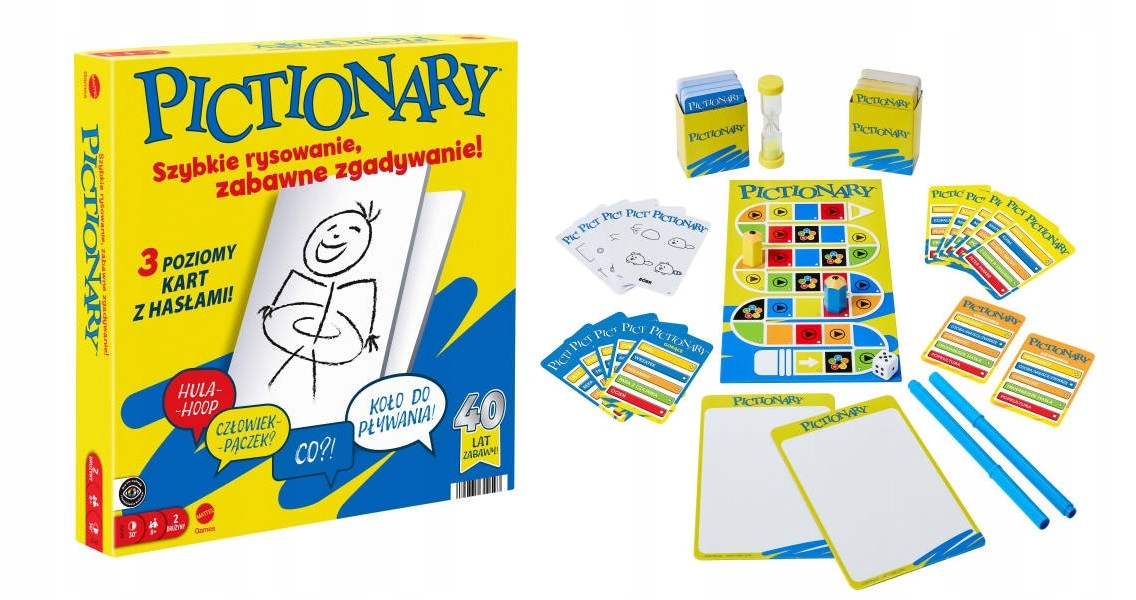 Mattel Pictionary Rodzinna gra w rysowanie dla dzieci, dorosłych