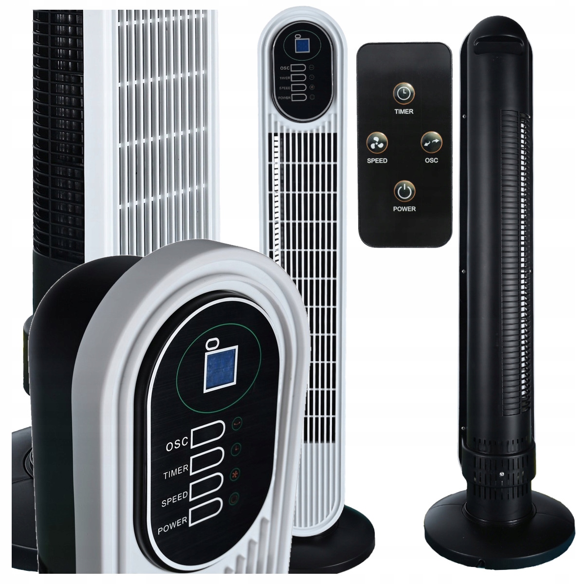 Podlahový ventilátor Stojanový sloupový ventilátor 82 cm Větrník s dálkovým ovládáním a LCD