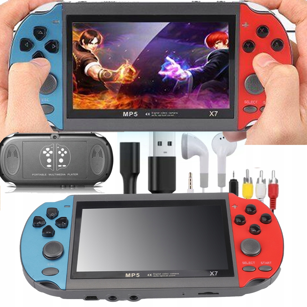 X7 Konsola Przenośna Do Gier 2000+ Gier Retro 8GB Menu Pl Tv 4.3"