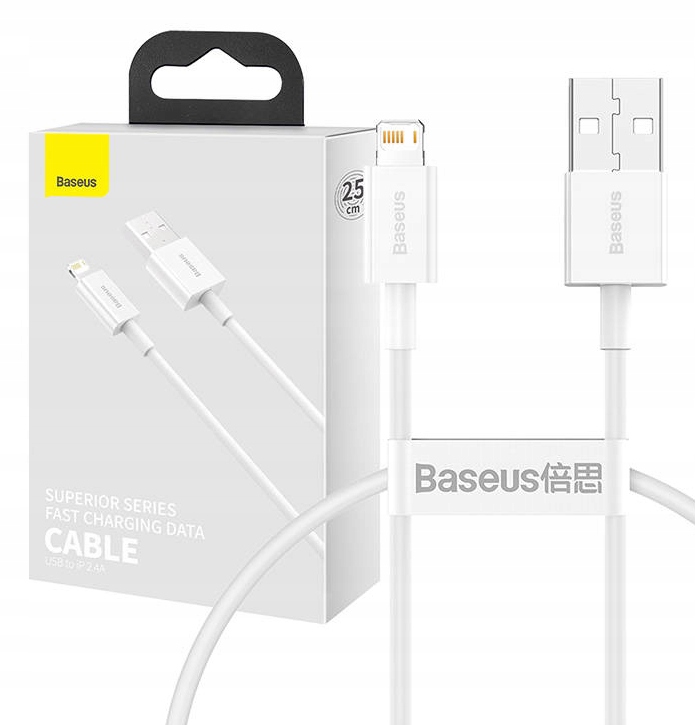 Kabel Baseus USB - Apple Lightning 0,25 m biały