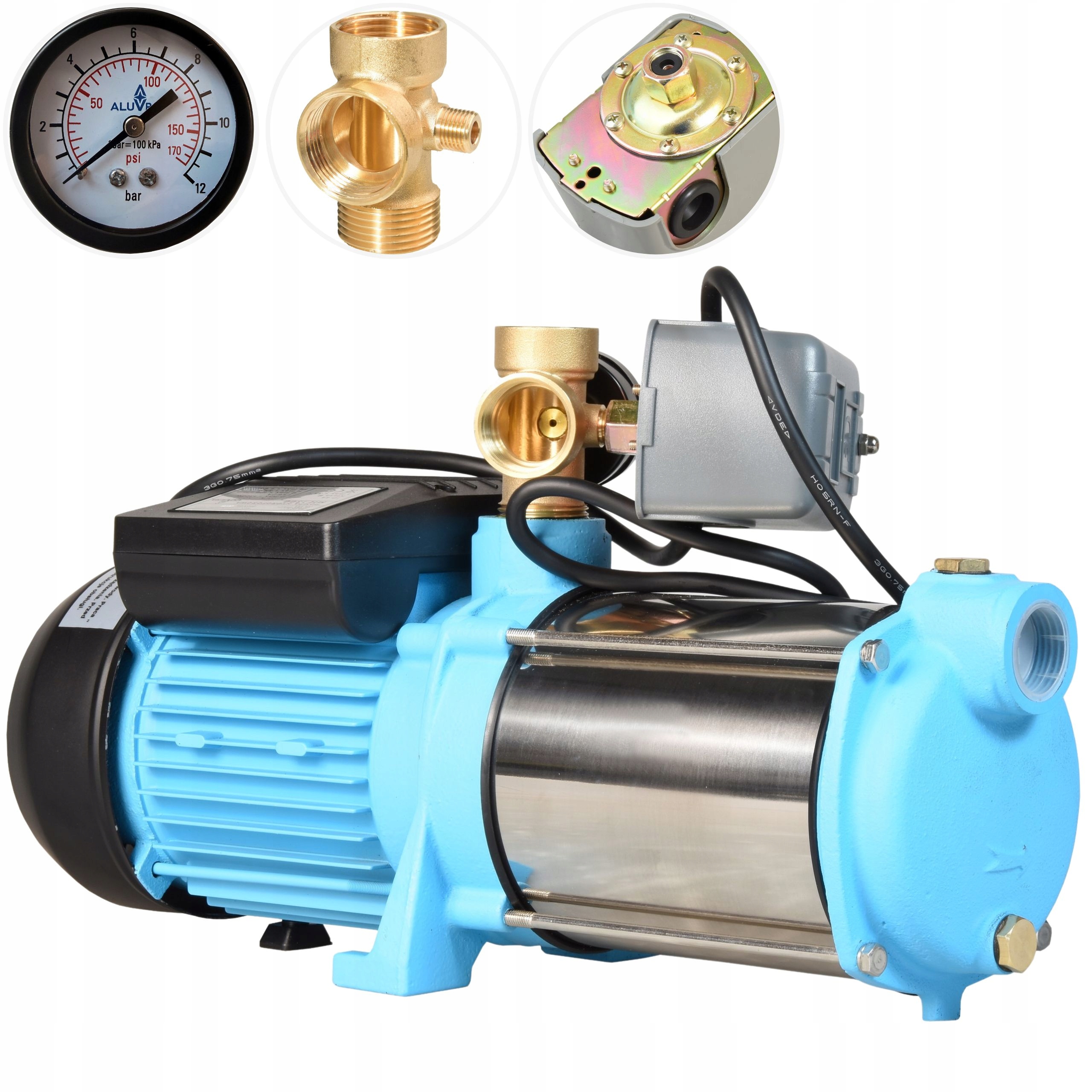 Výkonná Vodná Pumpa Inox 1300 W 92 L/min S Príslušenstvom Na Hydrofor S 5 Rotormi