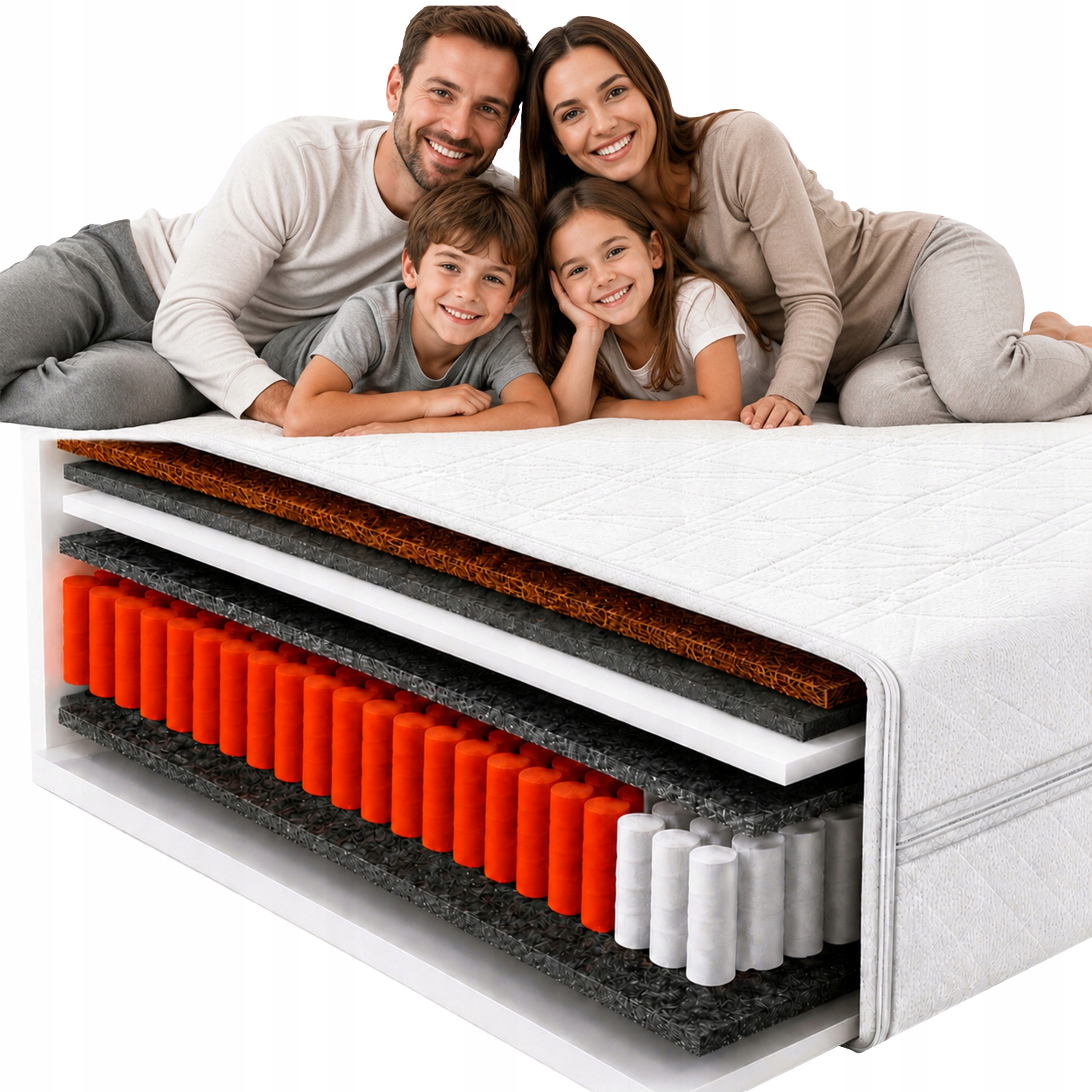 Materac kieszeniowy 110x180 kokos wytrzymały 20 cm pocket na kręgosłup H3