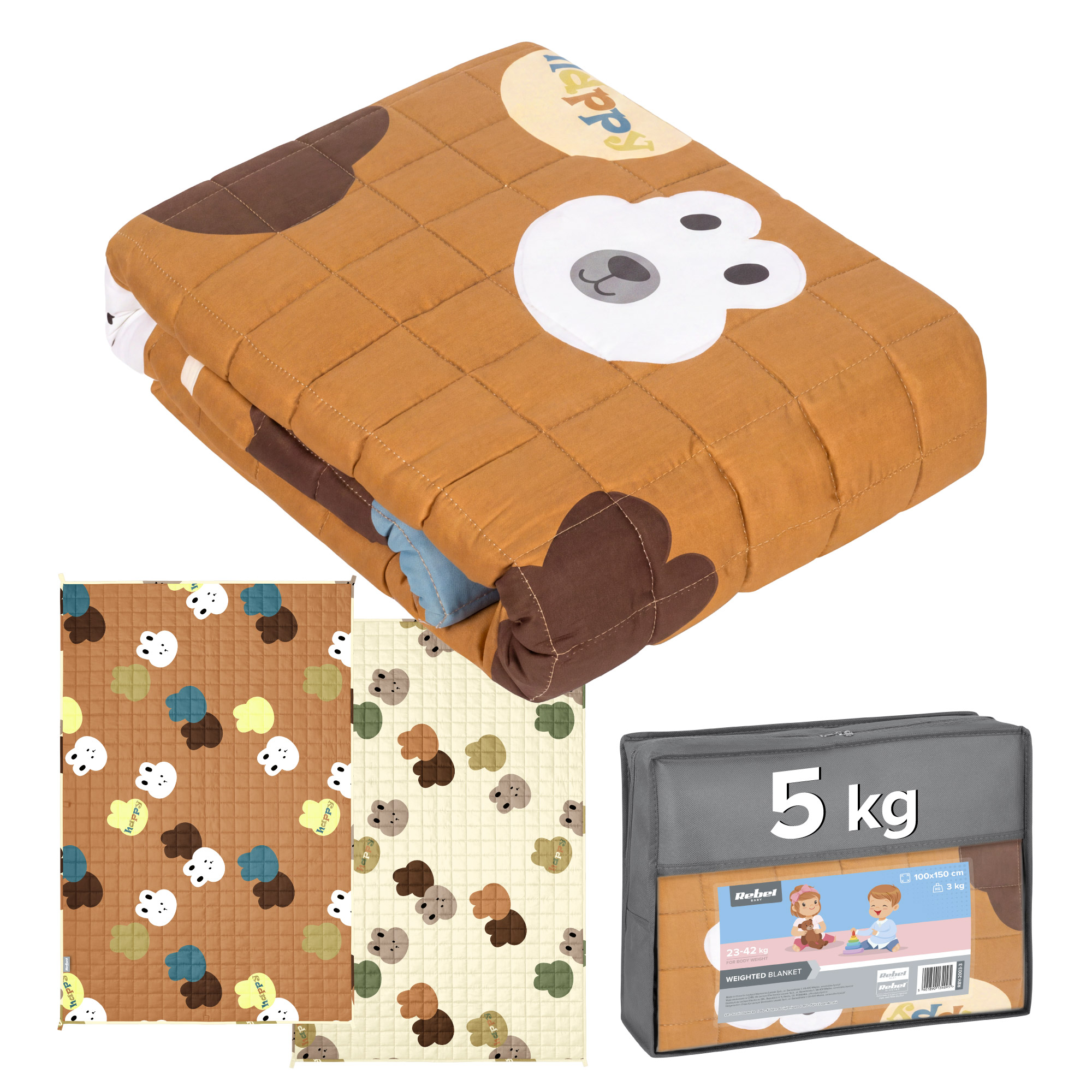 Kołdra obciążeniowa Premium bawełna koc sensoryczny dla dzieci 100x150 5kg