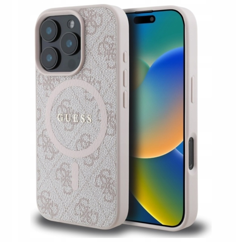 Guess 4G Ring Classic Logo MagSafe – Pouzdro pro iPhone 16 Pro Max (růžové)