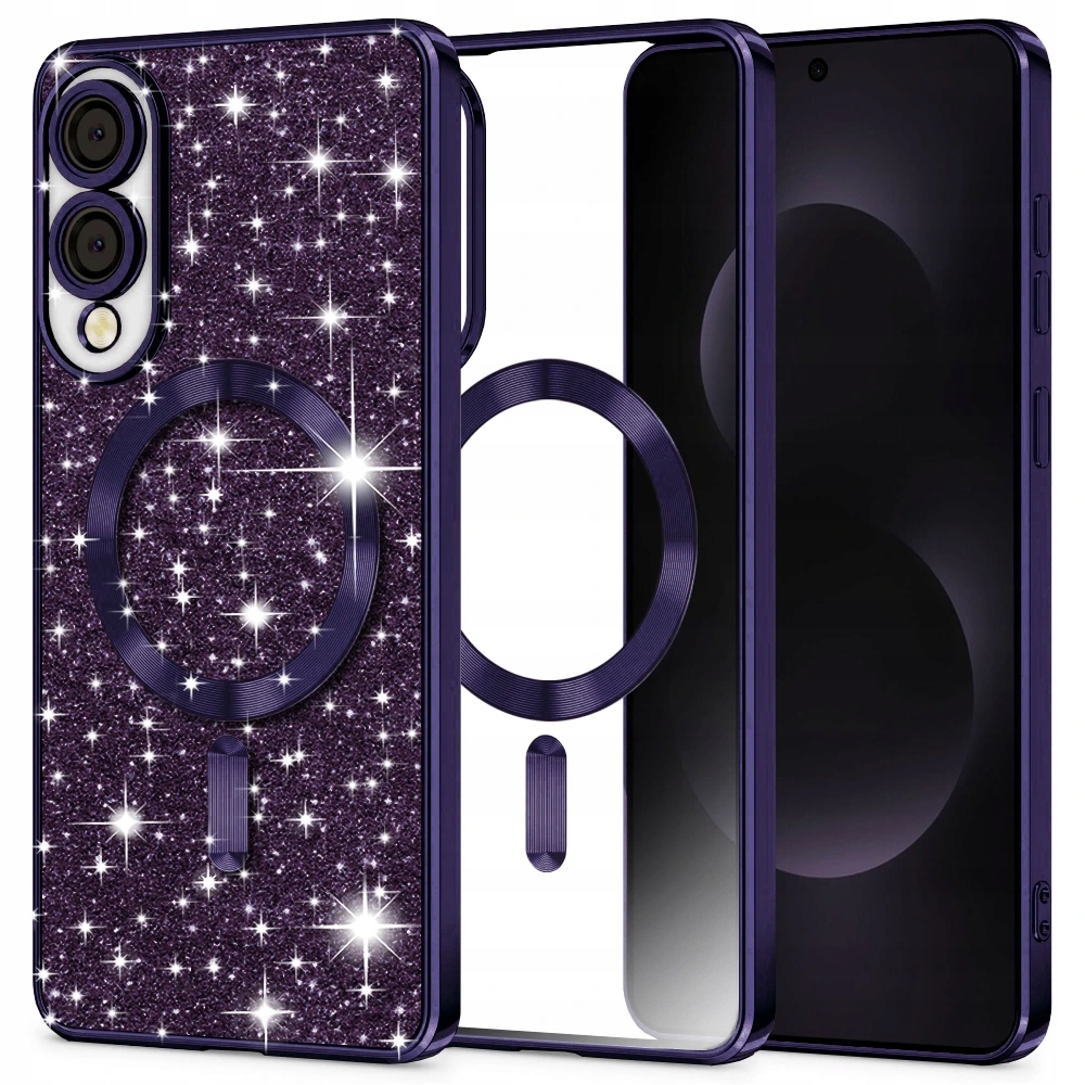Techsuit Glitter etui MagSafe do Samsung Galaxy S25 Edge ciemnofioletowe