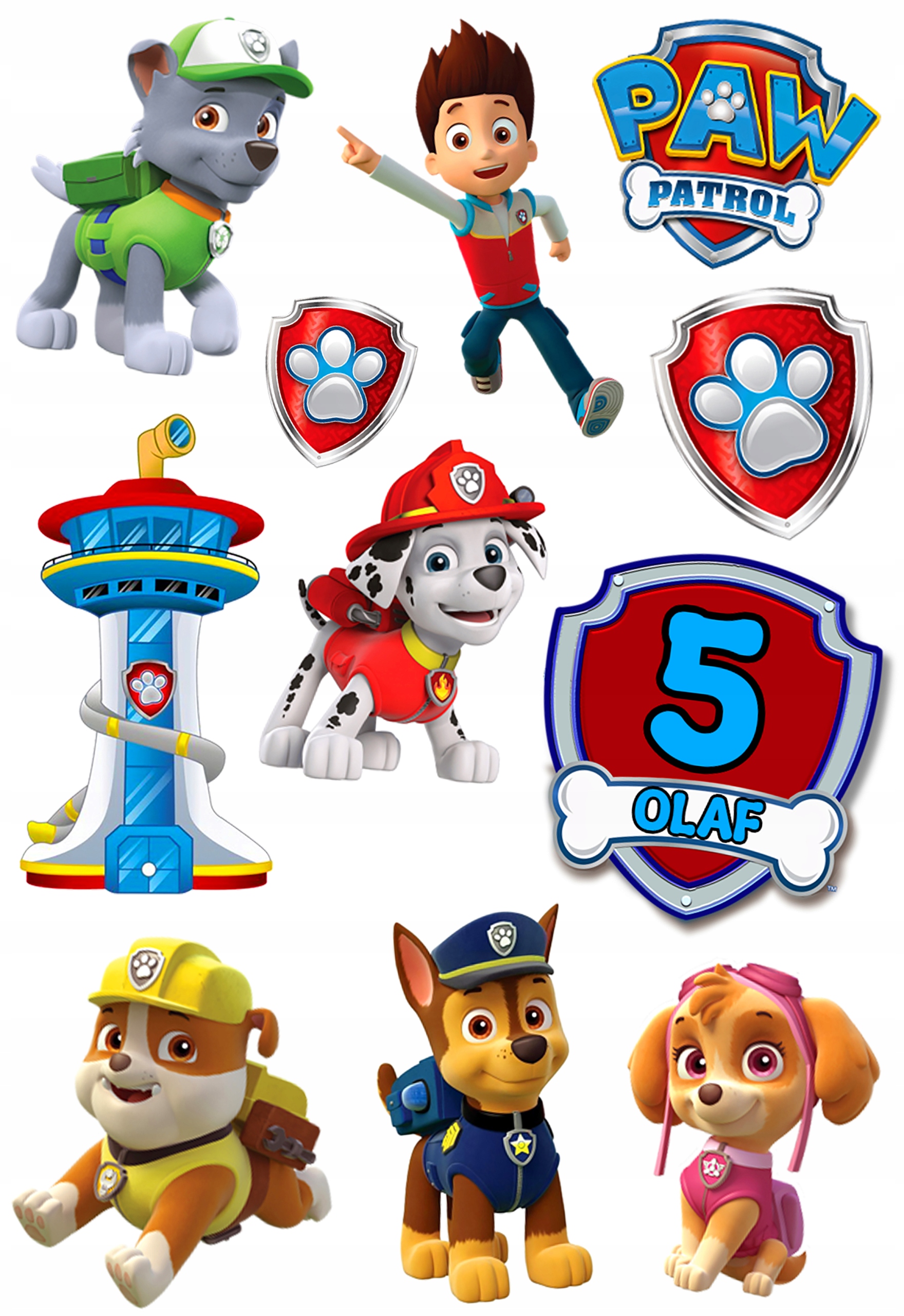 ZESTAW OPŁATEK POSTACI NA TORT PSI PATROL SKY CHASE + GRATIS TEKST Marka inna