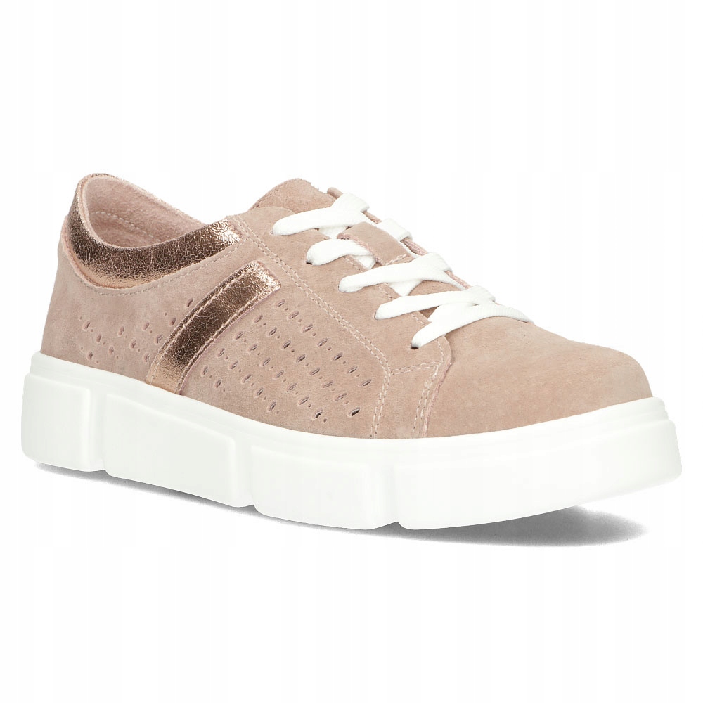 Półbuty skórzane na platformie sznurowane r.39