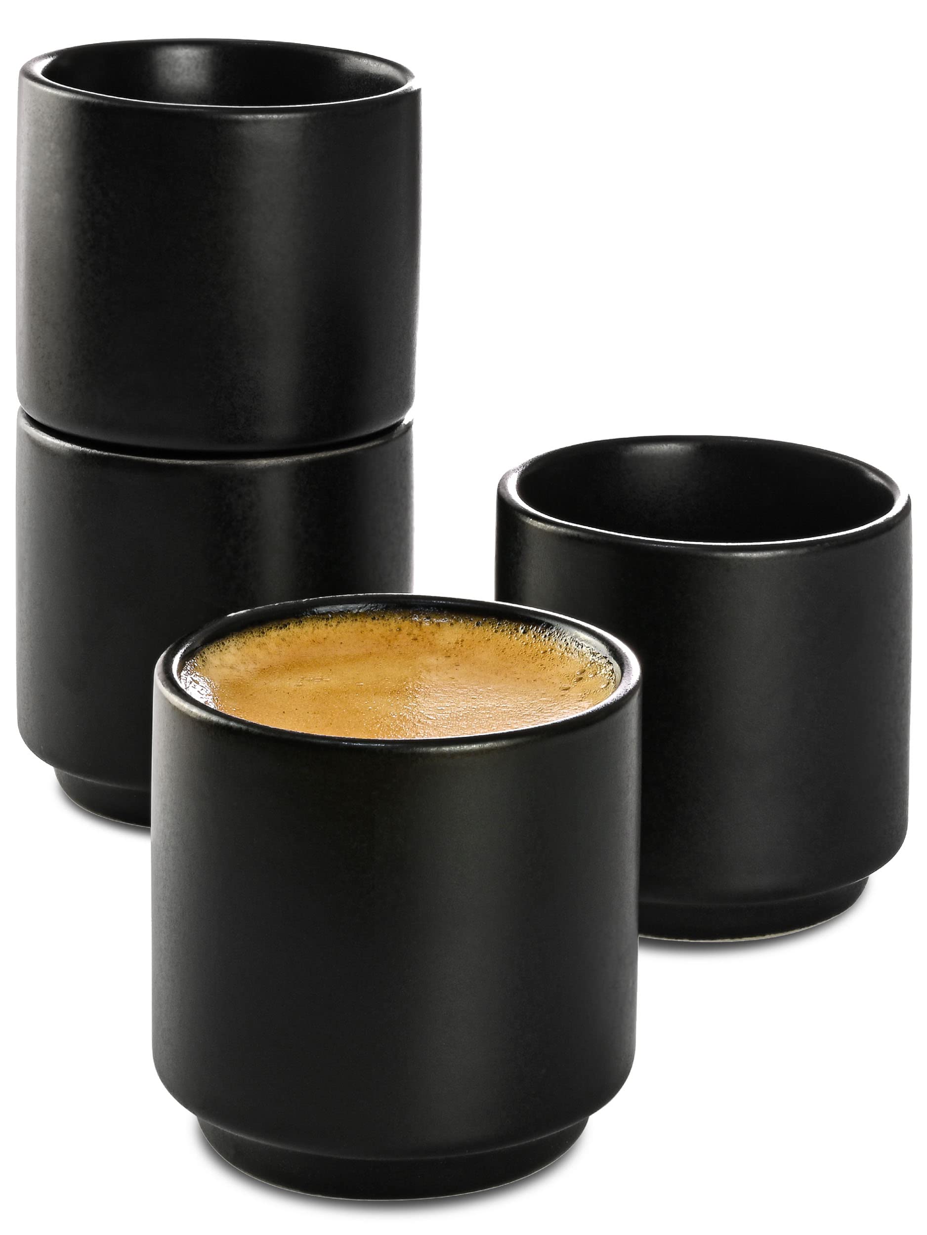 Cosumy Černý Sada 4 šálků Espresso Keramické Silné a použitelné