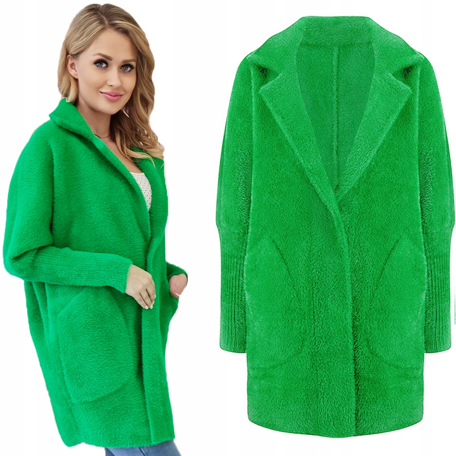 Alpaka Teplý Kabát Přehoz Vlna Barvy Jarní Zelená