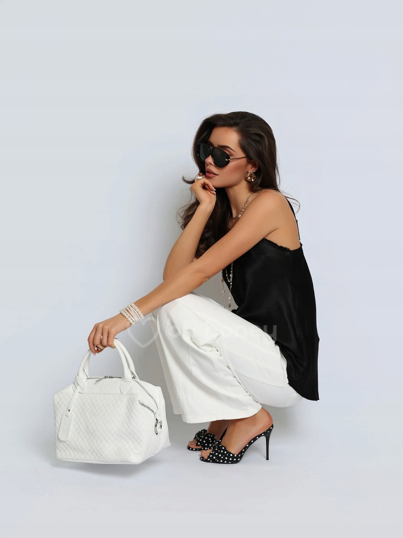 Taška na rameno Přírodní kůže Bílá Camila