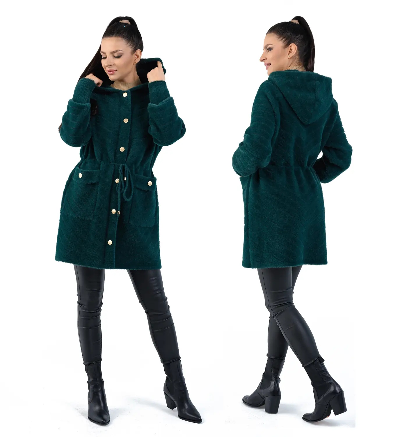 Kurtka Alpaka Ciepła Miękki Przejściowy Płaszcz z Wełną Vaston