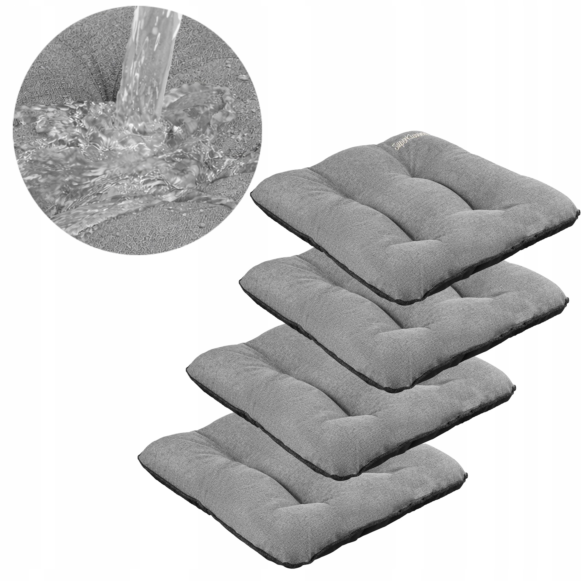 Polštář na zahradní židli sada Polštář měkký 45x45 Šedý Len 4 ks