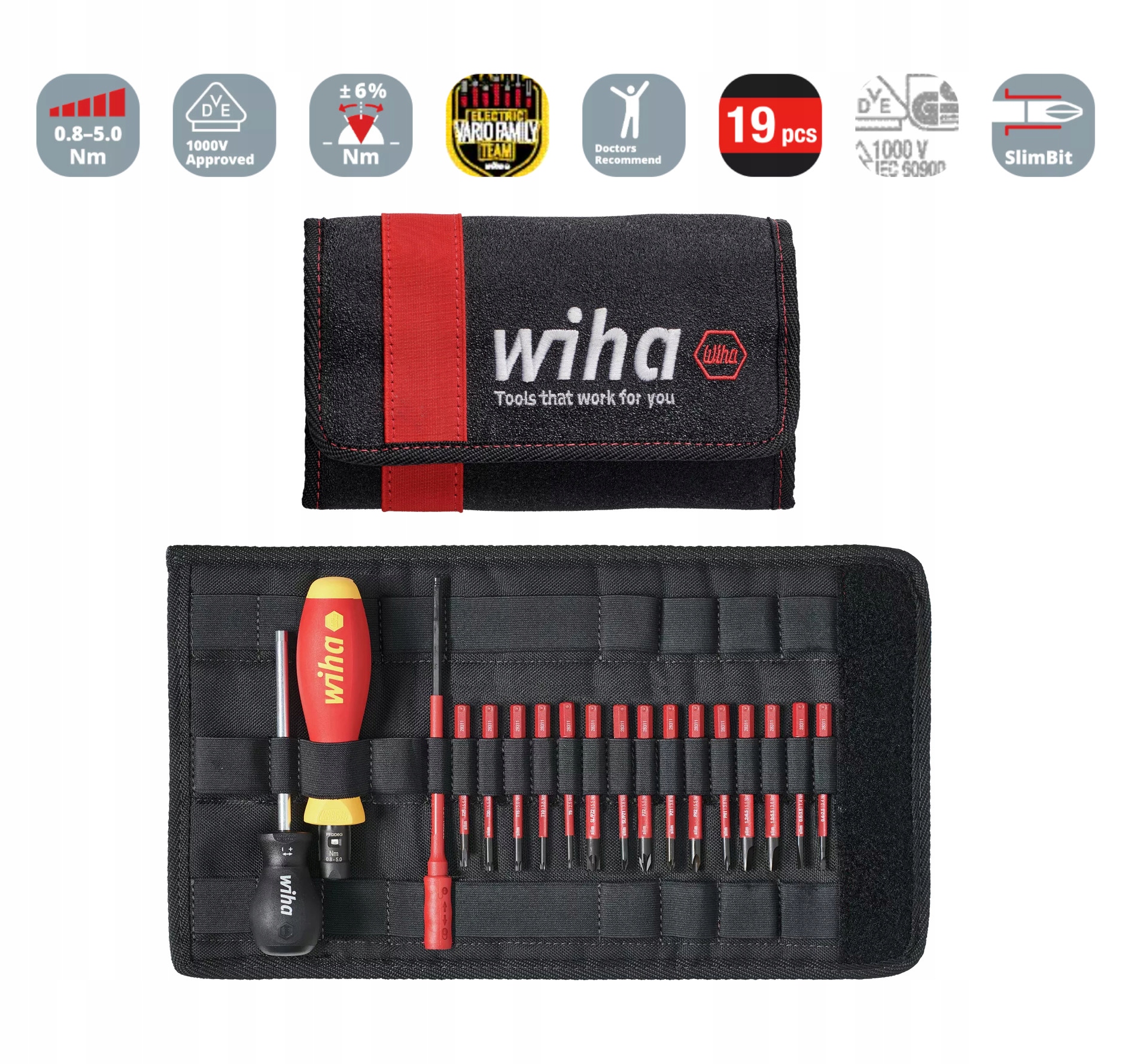 Wiha Zestaw TorqueVario-S electric 0,8-5,0 Nm 19-cz. w torbie 36791