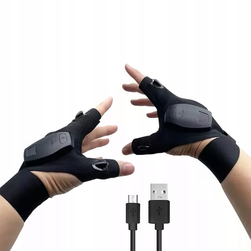1 Pár Kesztyű Led Zseblámpával Újratölthető Usb Akkumulátor