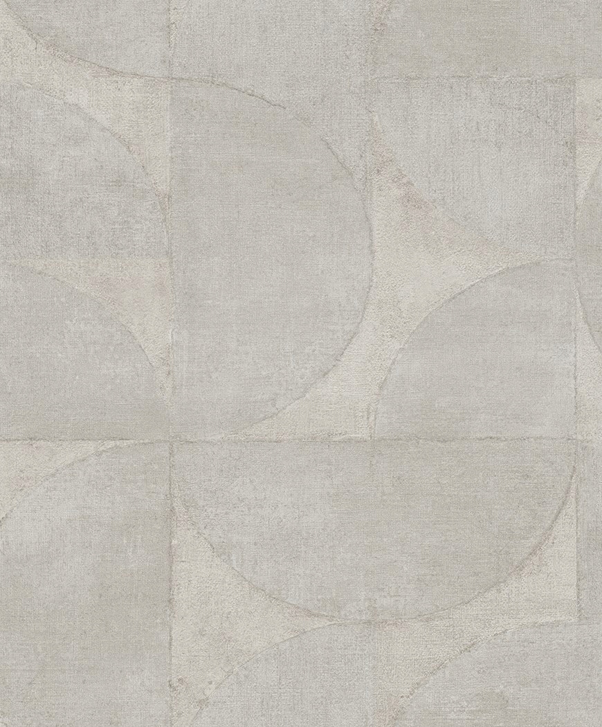 Béžová tapeta s geometrickým vzorem půlkruhu, vinylová na flizelině