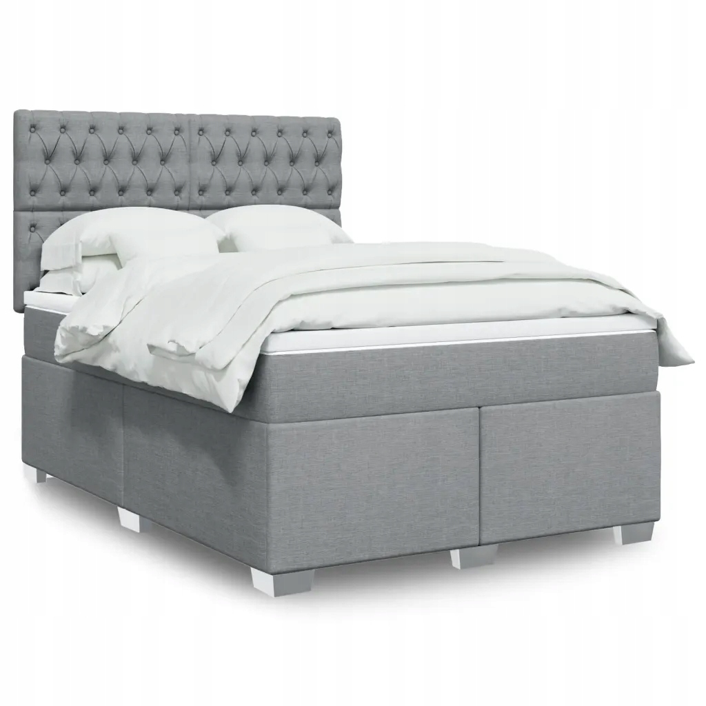 Box spring postel s matrací světle šedá 140 x 190 cm textil Šedá 3290490