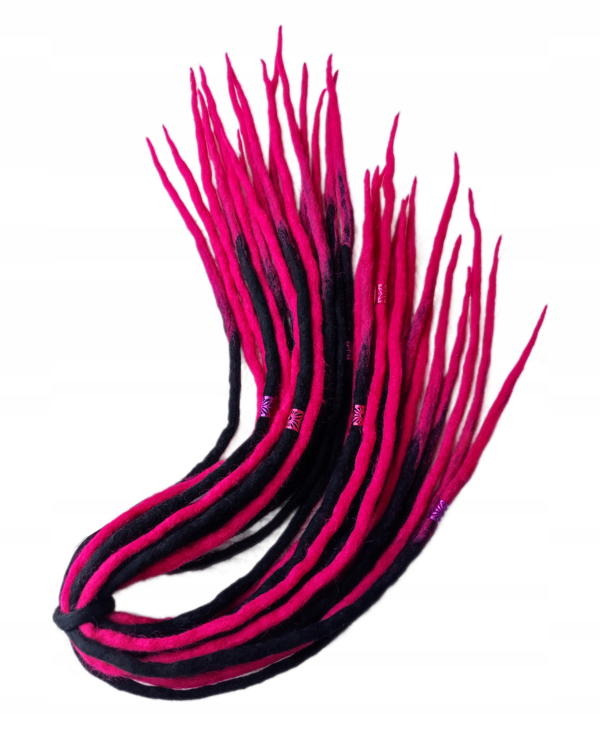 Vlněné pastelky Dredy, černé a růžové, Černá A Růžová, 40 kusů