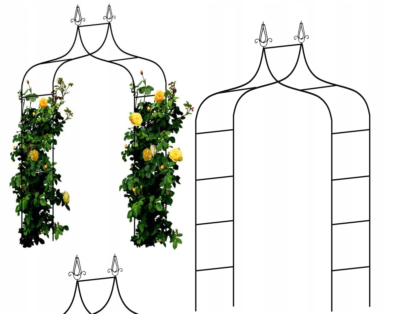 2x Zahradní pergola Kovový oblouk na květiny Břečťan Růže Popínavá Svatební 240 cm