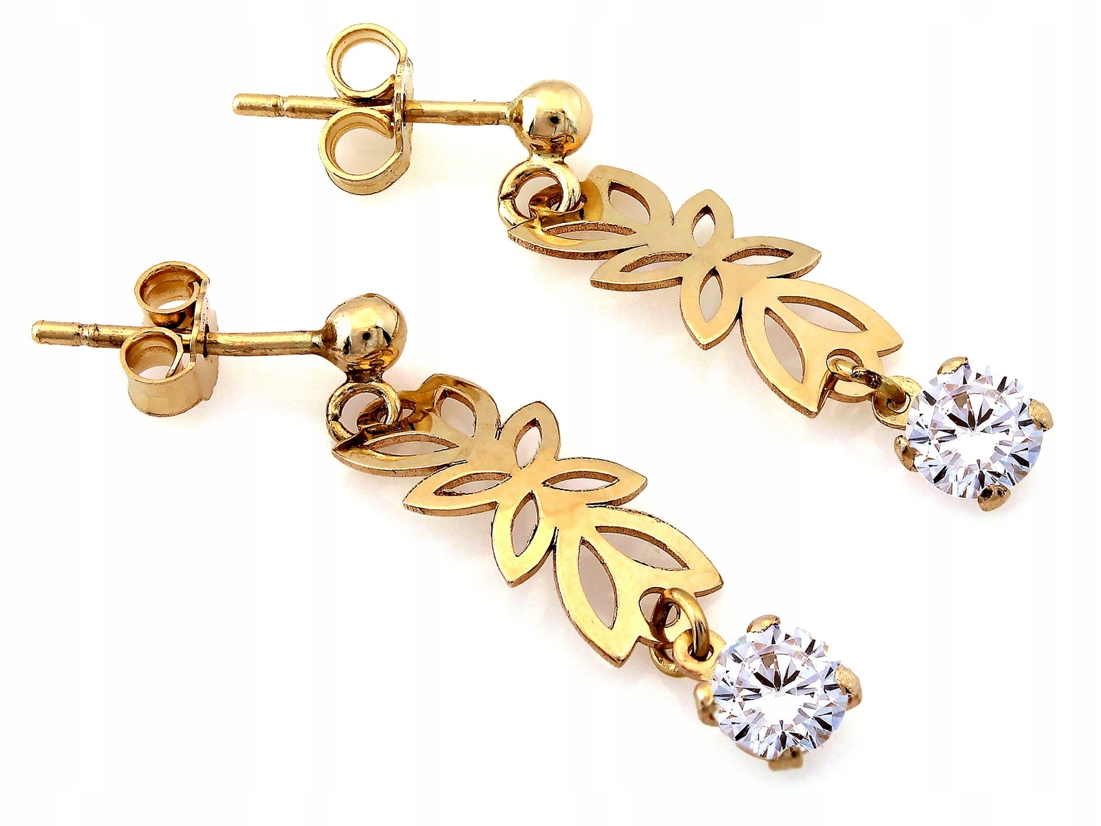 Elegantní náušnice zlaté závěsné 585 s zirkonem, 2 g jako dárek