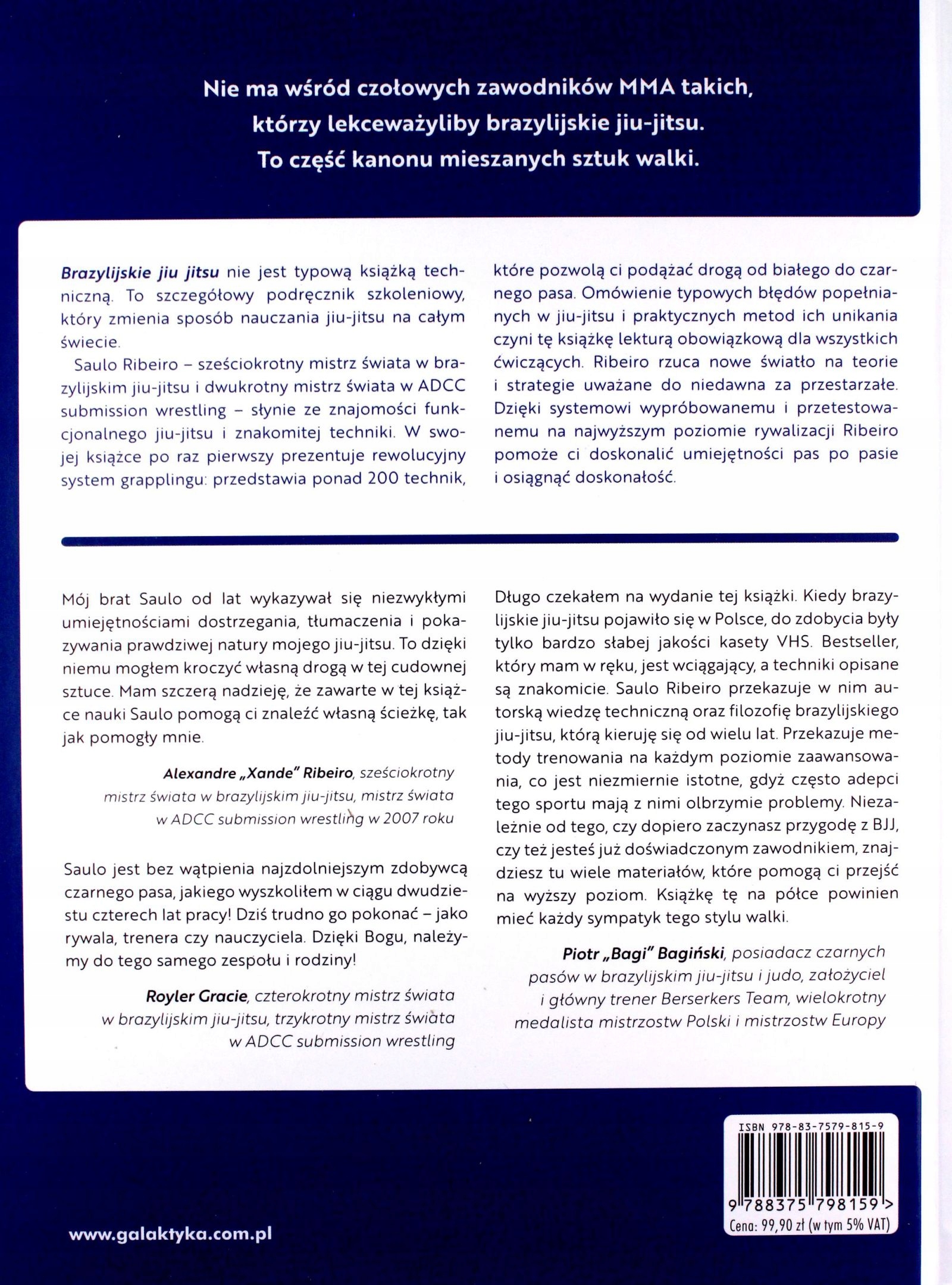 BRAZYLIJSKIE JIU-JITSU. OD BIAŁEGO DO CZARNEGO PASA - Saulo Ribeiro KSIĄŻKA Stan opakowania oryginalne