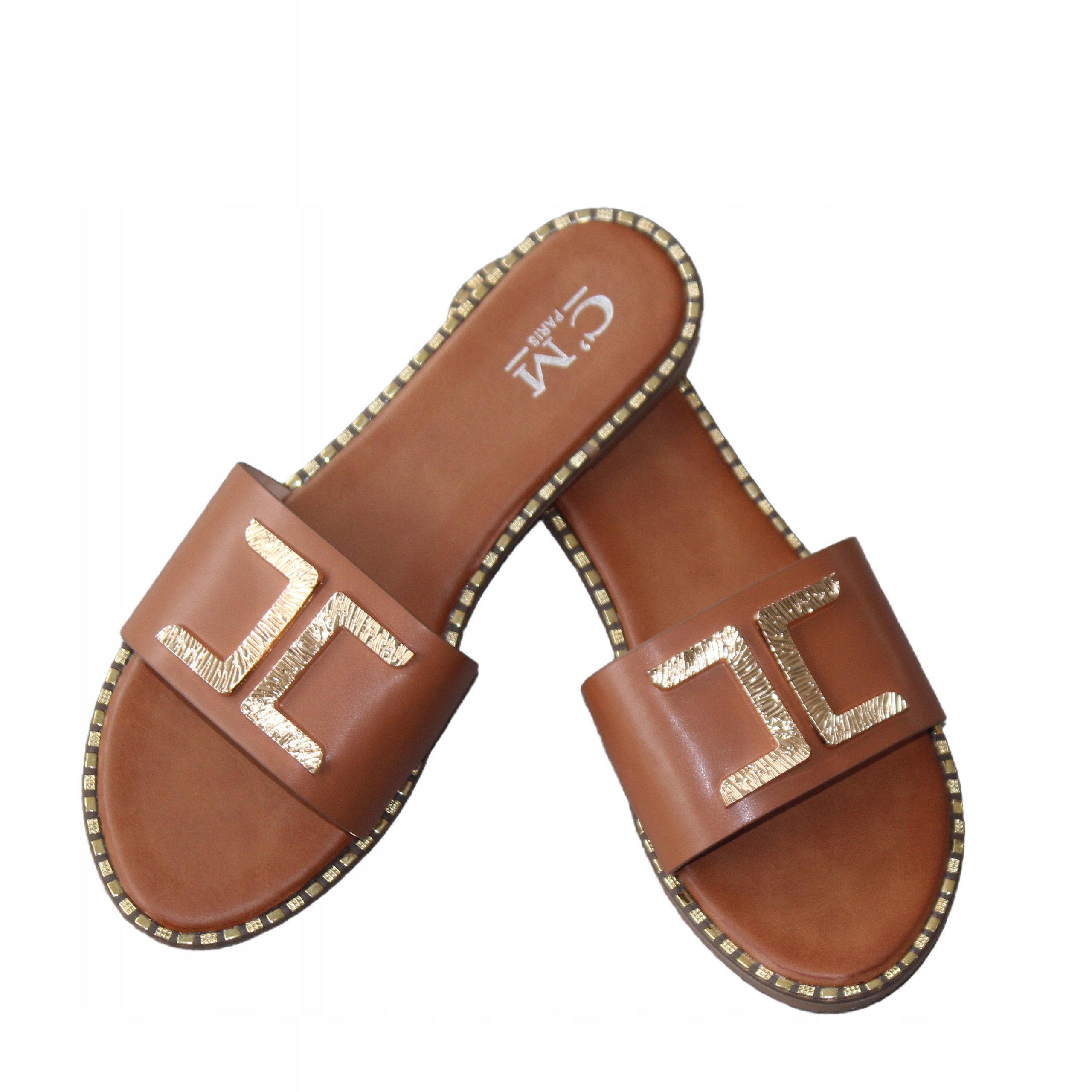 Dámské nazouváky hnědé s pohodlnou sponou CM Paris velikost 38 24 cm