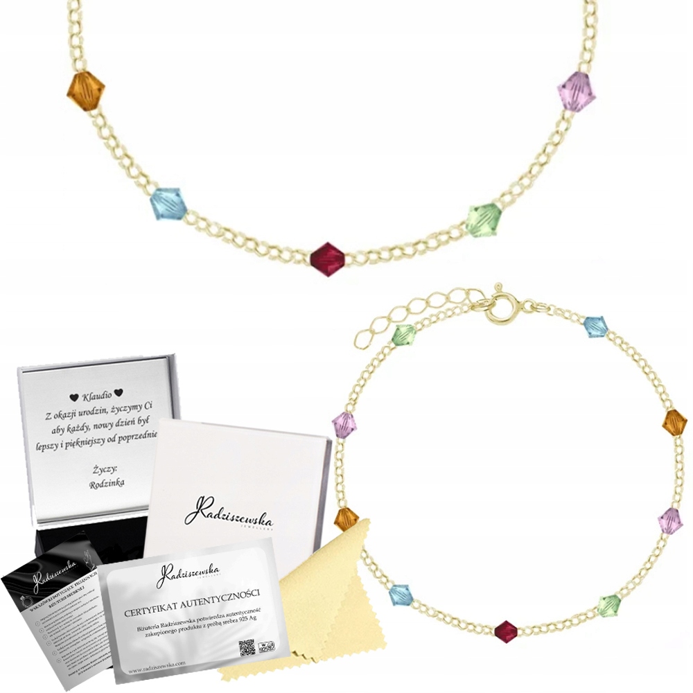 Zlatý Náramek Na Kostku S Krystaly Narozeniny Stříbro 925 Přání