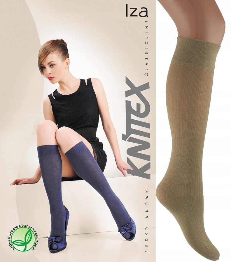 

knittex Podkolanówki wiskoza Iza prążek # Beż