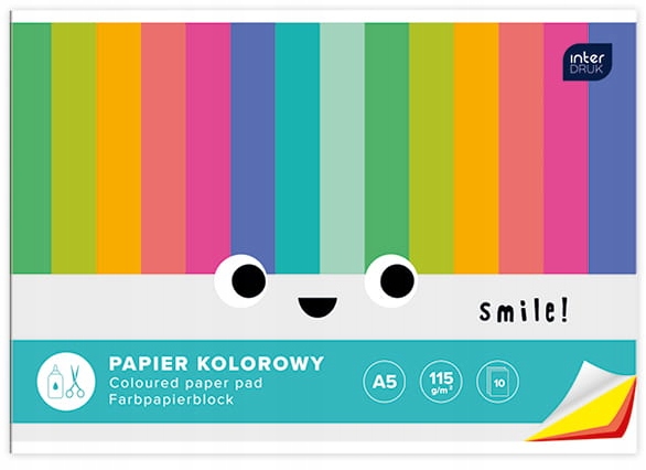 INTERDRUK Zeszyt papierów kolorowych A5 10 kartek Format A5
