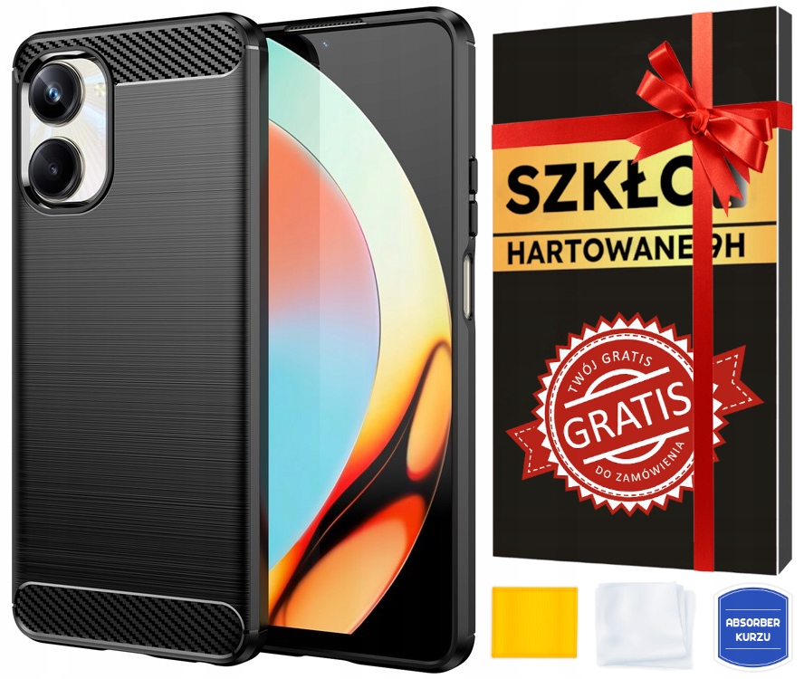 Etui YOUTAB KARBON do Realme 10 Pro, Case + SZKŁO
