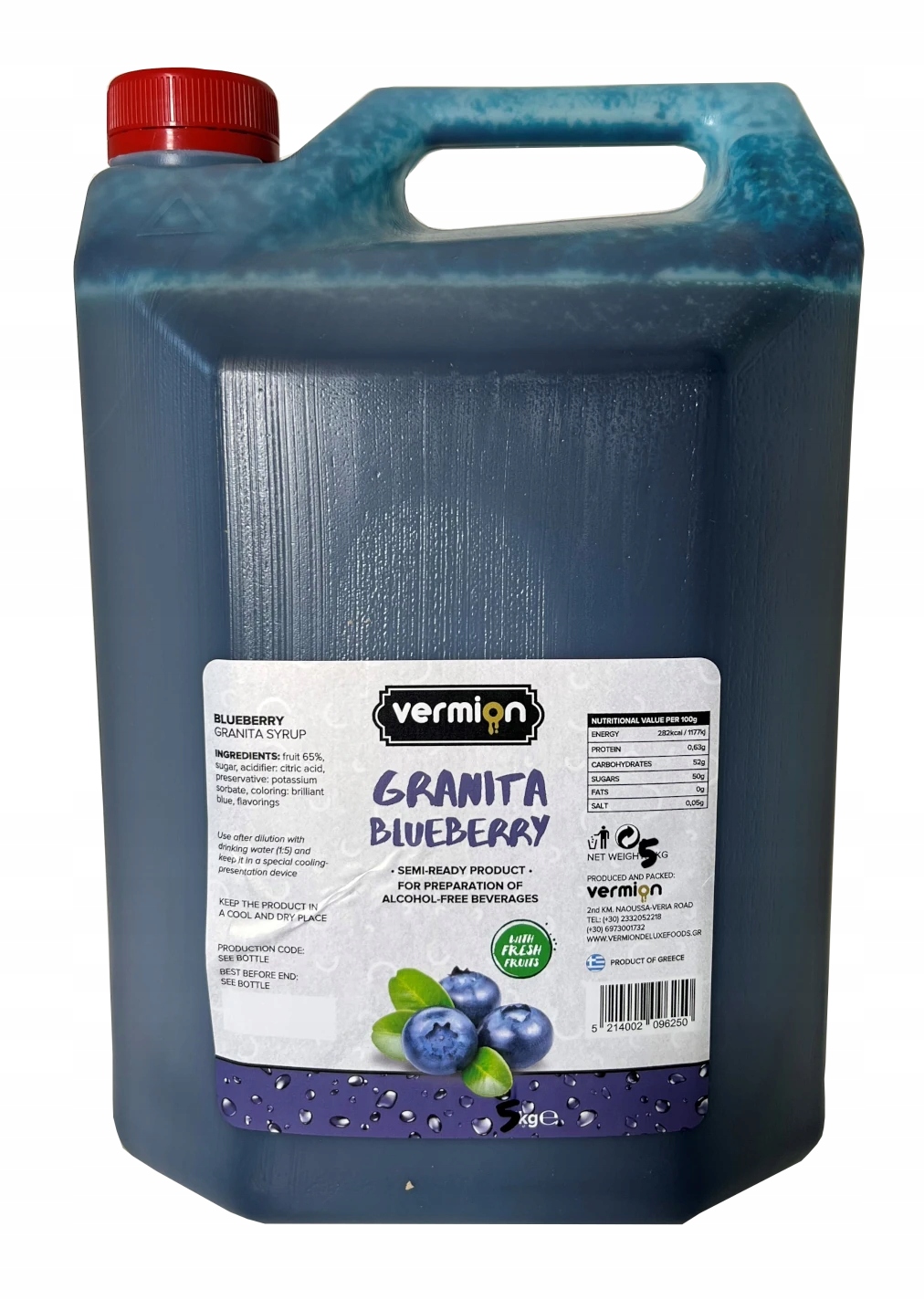 Levně Granita Borůvkový sirup koncentrát Vermion Deluxe Foods Slush Blueberry 5 kg