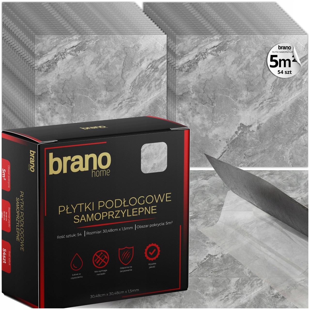 Samolepící vinylové dlaždice 5 m Šedý Gres Kámen Panely Kafle Parket Mat