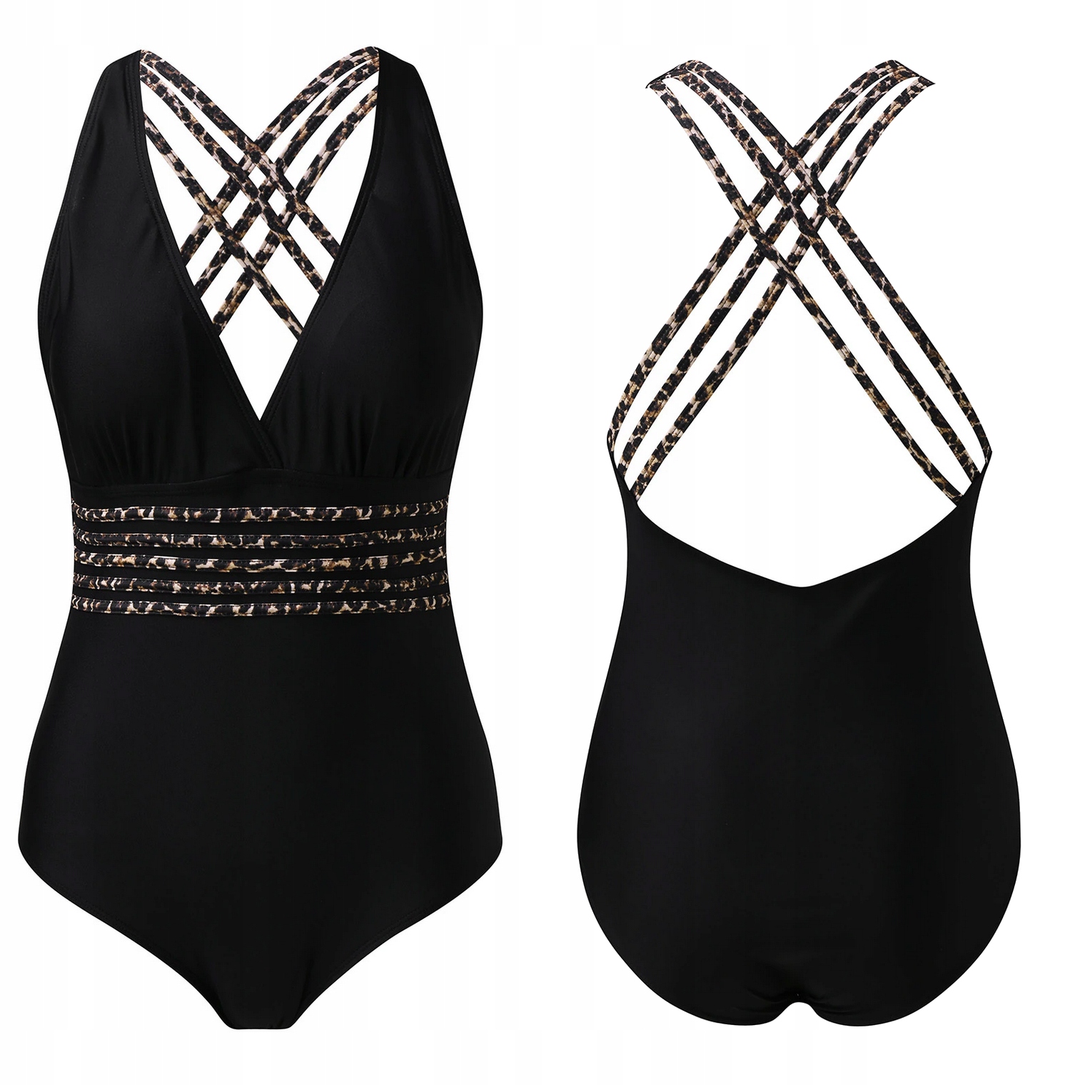 WYSZCZUPLAJĄCY KOSTIUM KĄPIELOWY JEDNOCZĘŚCIOWY STRÓJ MONOKINI PLECY BOHO M Rozmiar M