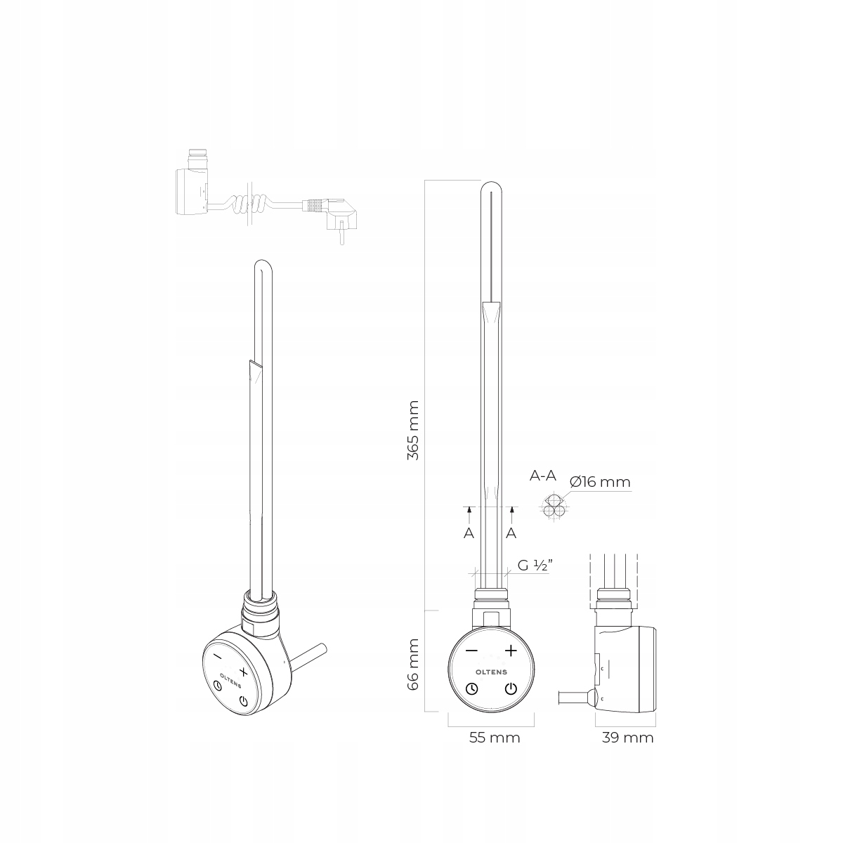 GRZAŁKA ELEKTRYCZNA 600 W CZARNA OLTENS VARMARE Kolor czarny
