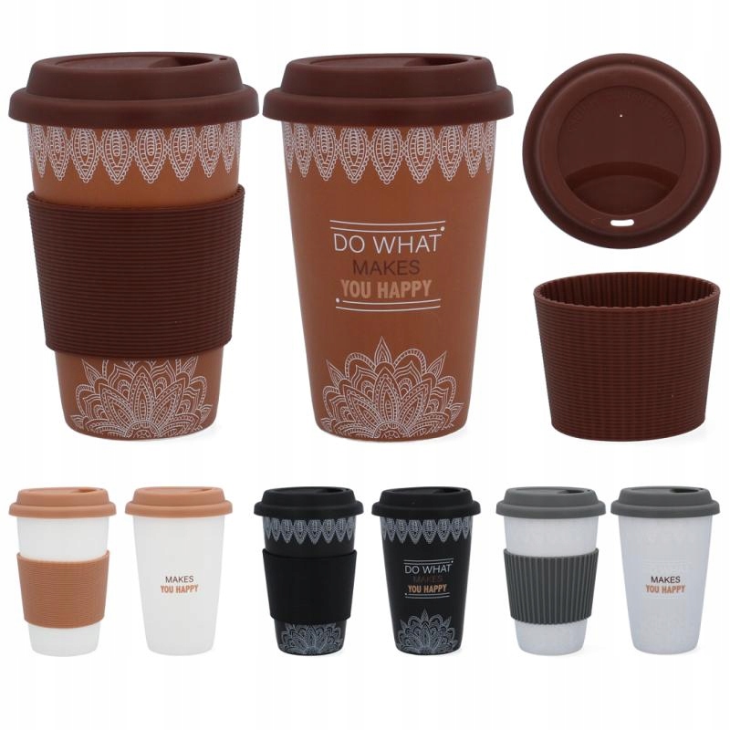 

Kubek Porcelanowy Pokrywka Sylikon Kawa Prezentowy