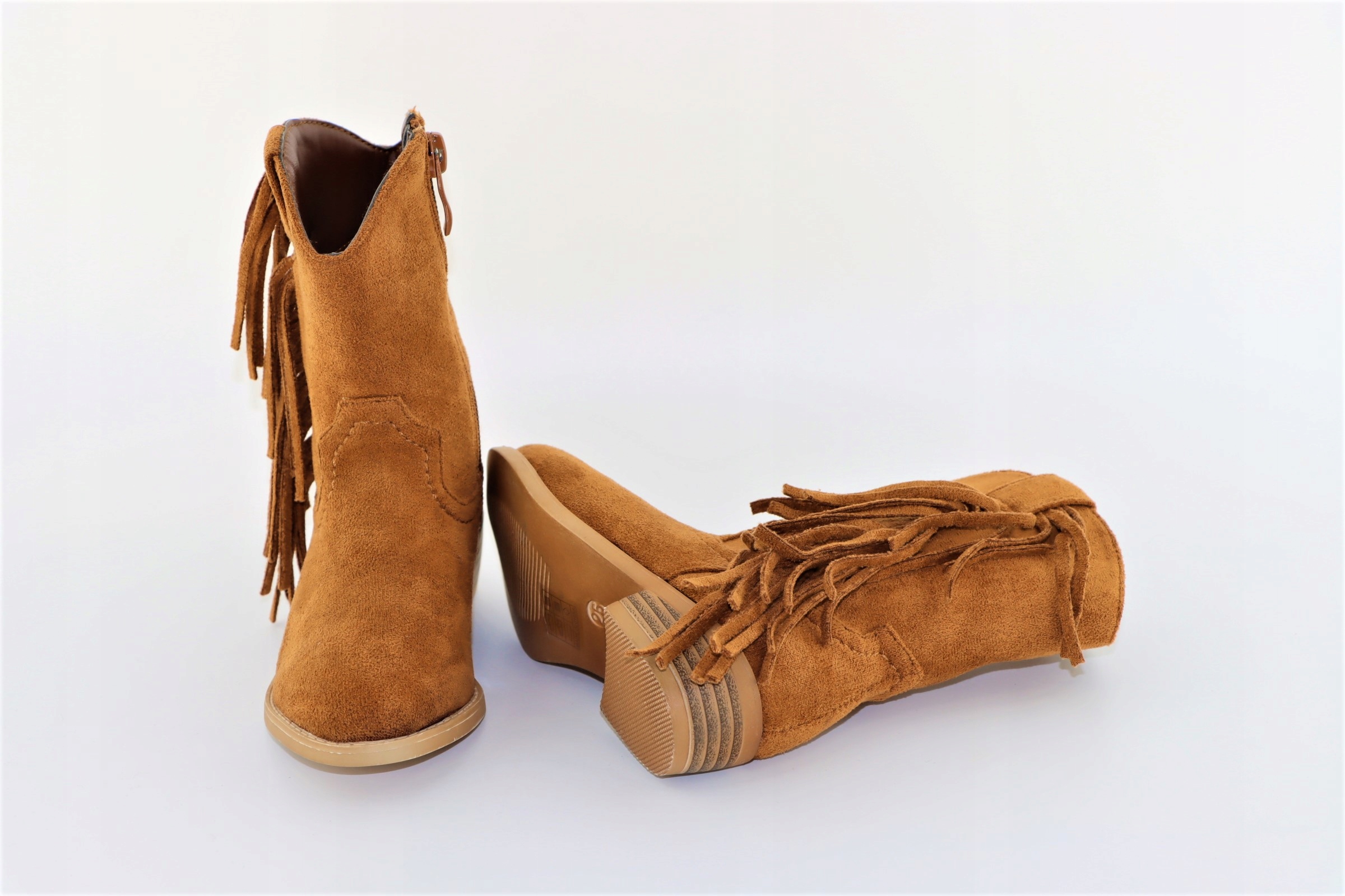 BOTKI DZIEWCZĘCE lekkie buty na jesień suwak r.25 Materiał zamsz