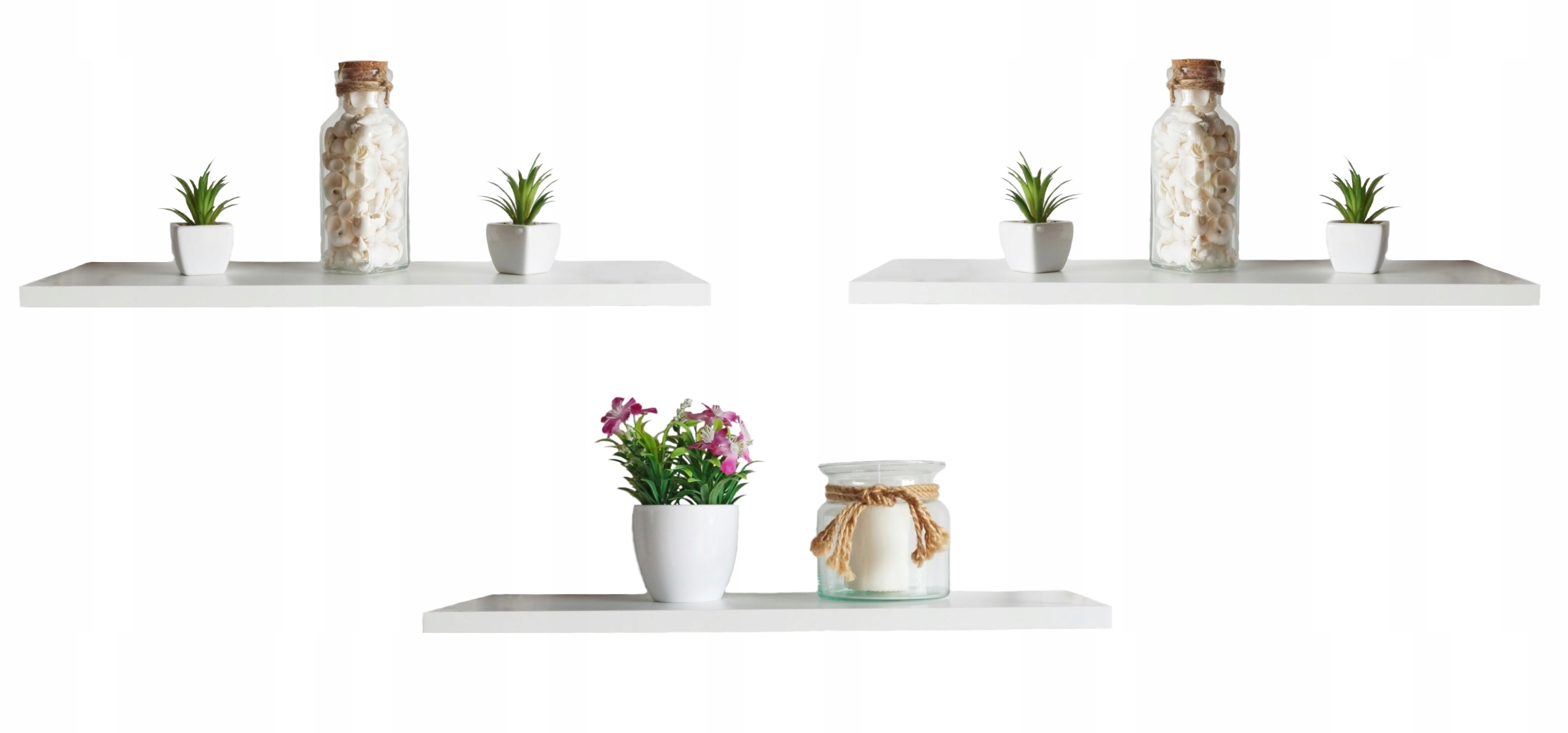 

Półka ścienna samowisząca zestaw 3 szt 56 cm biała