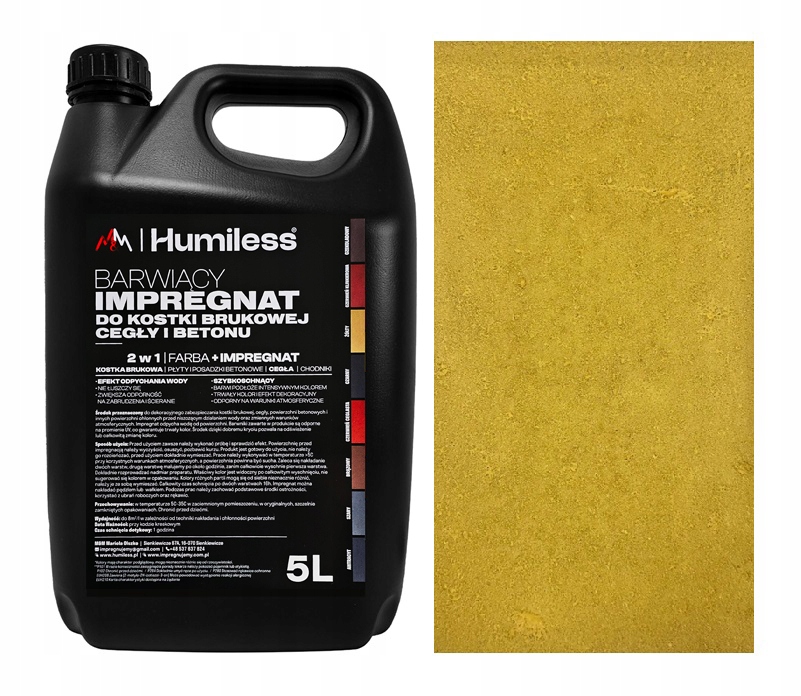Barwiący Impregnat farba do kostki brukowej i elementów z Betonu 5l żółty