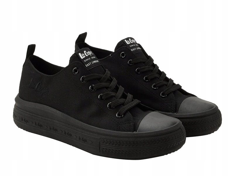 Trampki damskie Lee Cooper 4484L na platformie tekstylne całe czarne 38