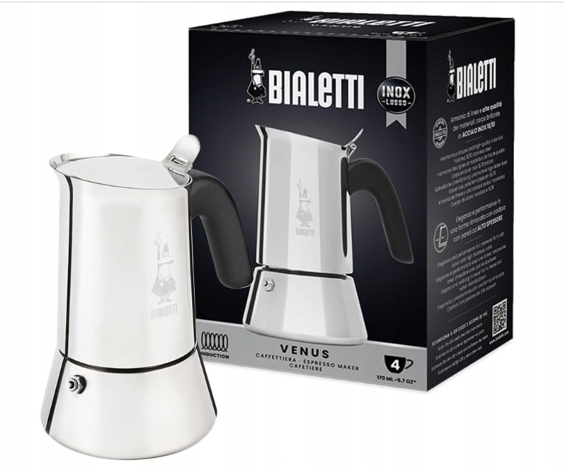 Bialetti kávovar Venus Induction z nerezové oceli, 4 šálky
