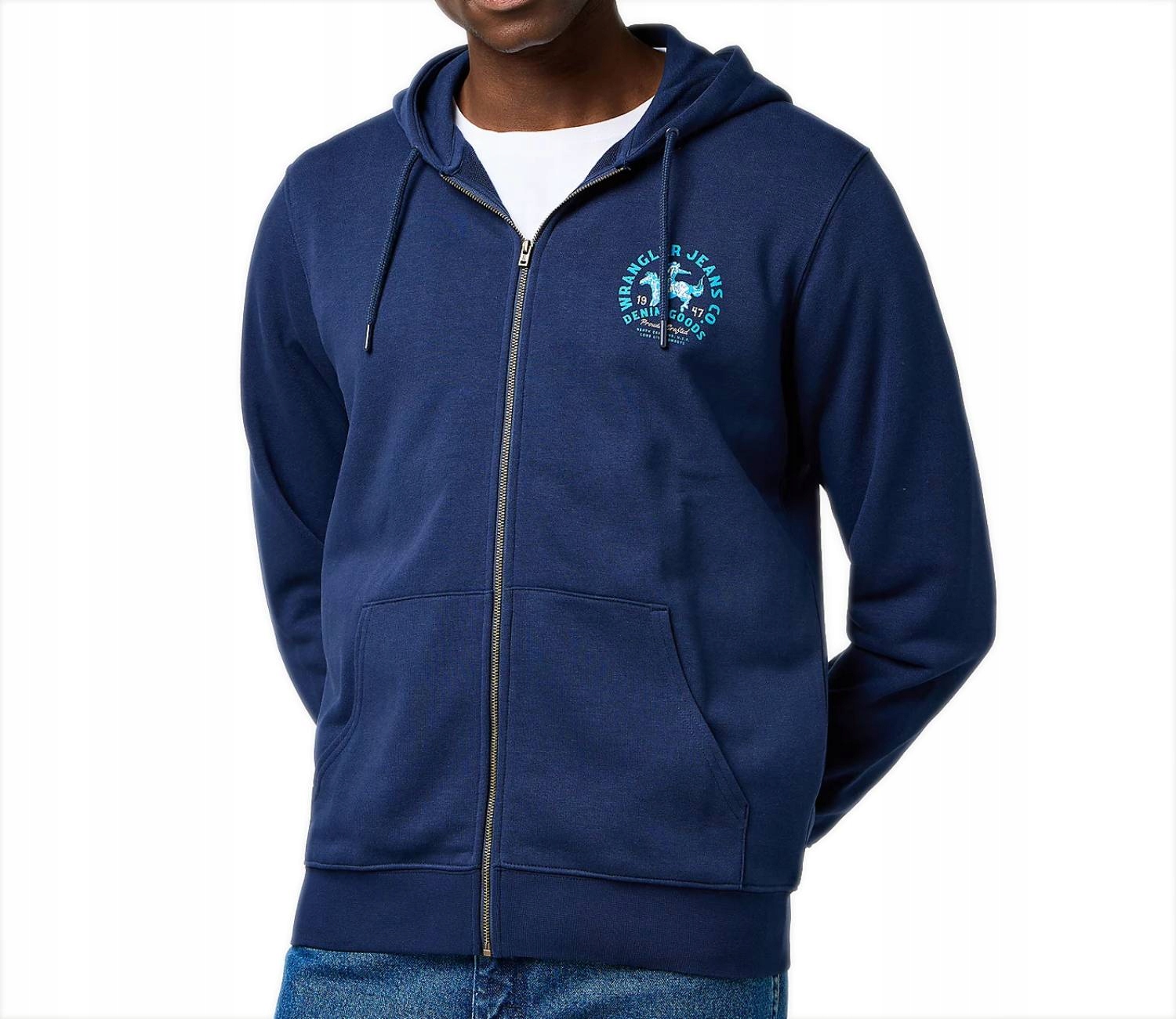 Wrangler mikina s kapucí rozepínací na zip, bavlna, velikost XL